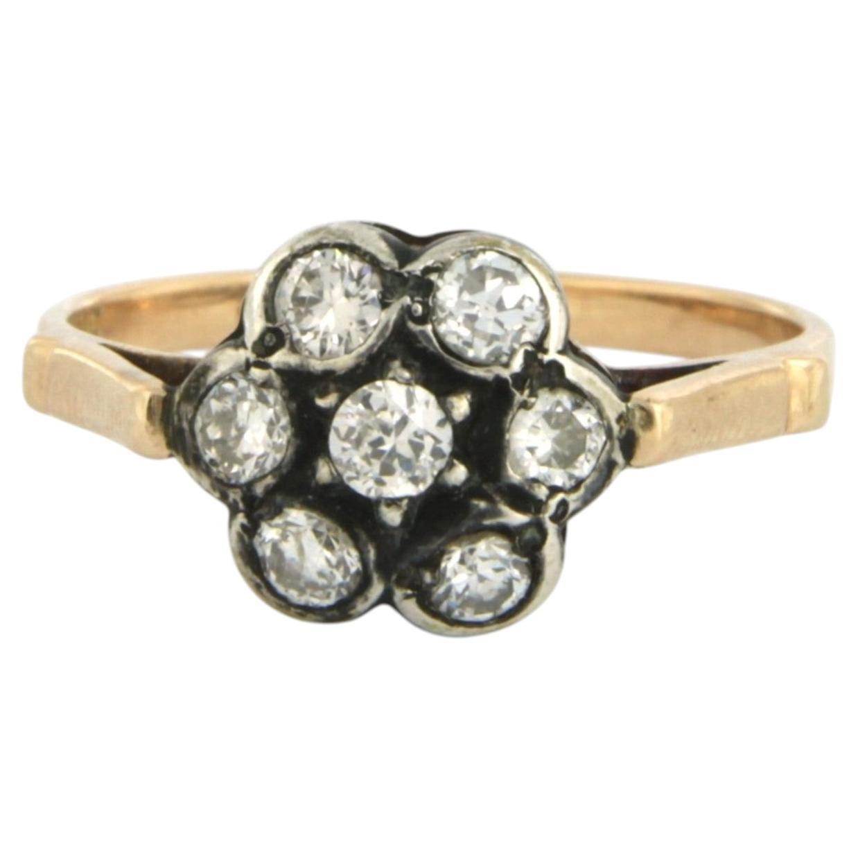 Ring with old European cut diamonds up to 0.50ct 14k gold and silver