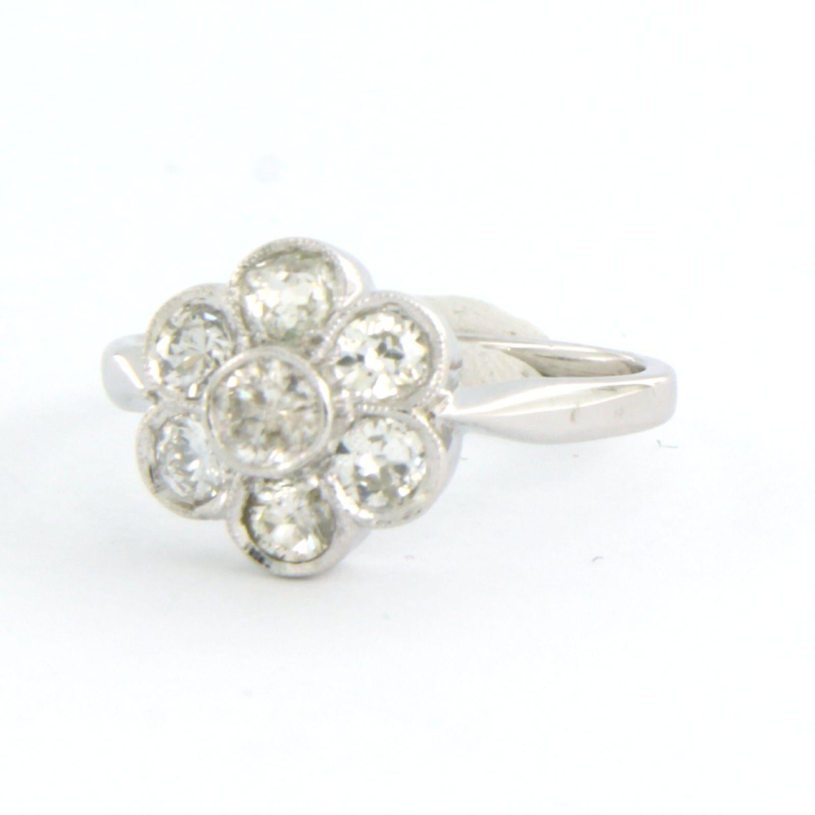 Bague avec diamants de taille européenne ancienne jusqu'à 0,70ct Or blanc 14k 3,0 grammes Excellent état - En vente à The Hague, ZH