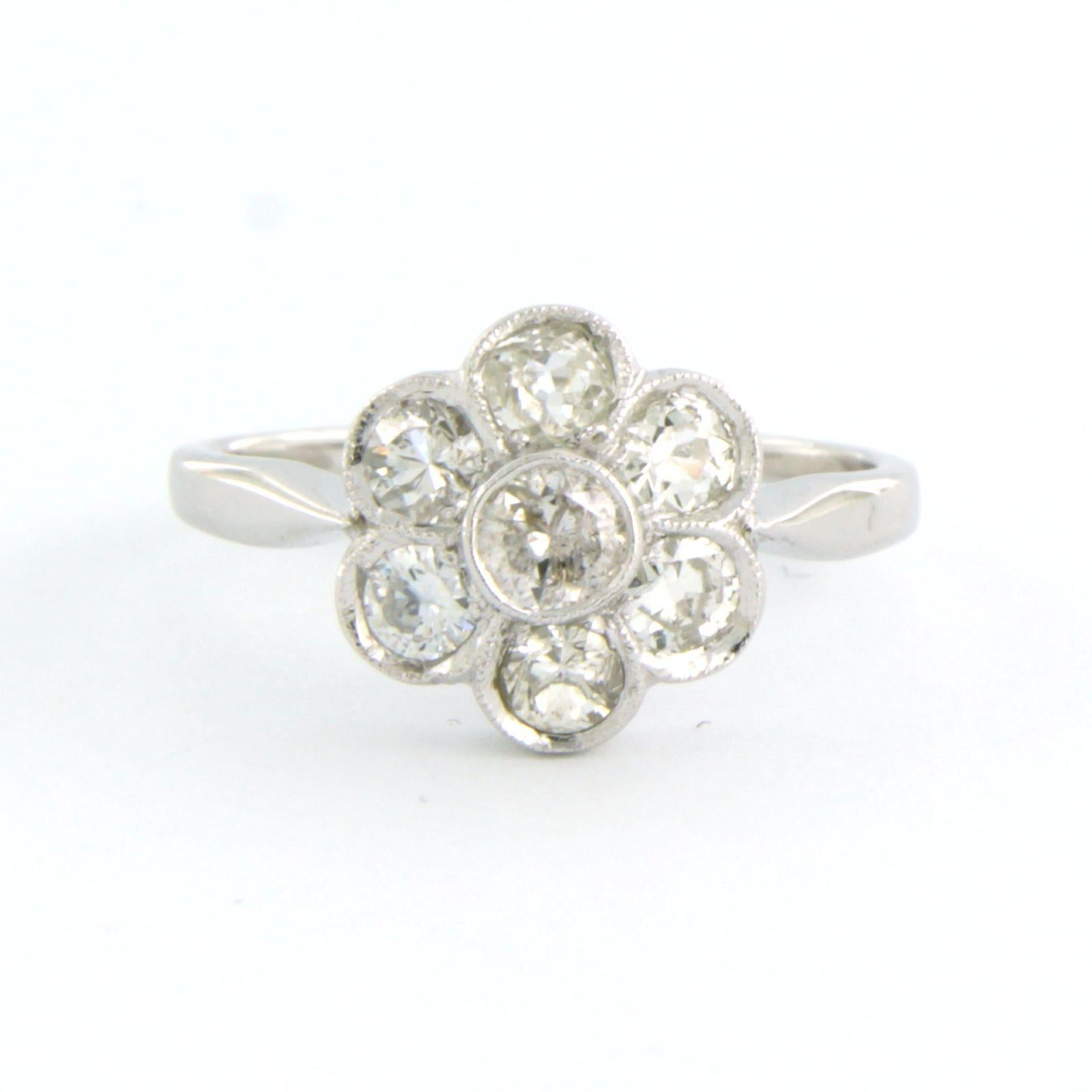 Bague avec diamants de taille européenne ancienne jusqu'à 0,70ct Or blanc 14k 3,0 grammes en vente 1