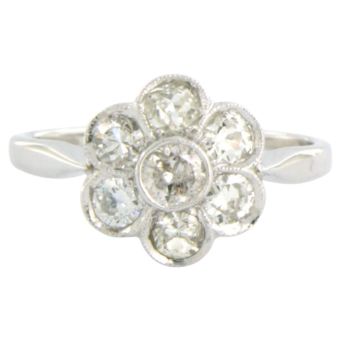 Bague avec diamants de taille européenne ancienne jusqu'à 0,70ct Or blanc 14k 3,0 grammes