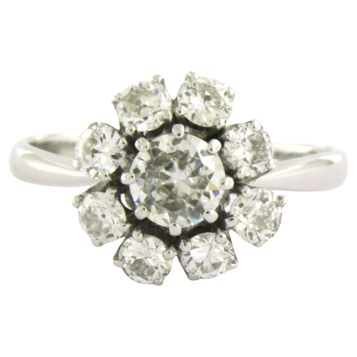 Ring with old European cut diamonds up to 1.50ct 14k white gold 4.2 grams