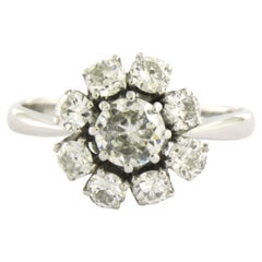 Ring mit Diamanten im alten europäischen Schliff bis zu 1,50ct 14k Weißgold 4,2 Gramm
