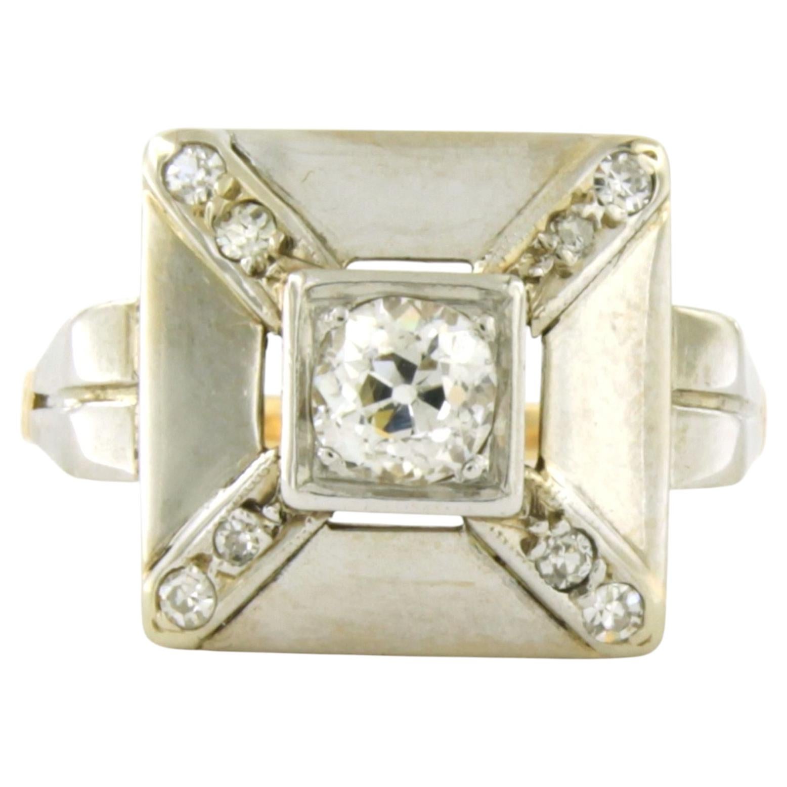 Ring with old mine and single cut diamonds up to 0.50ct 18k gold 5.5 grams