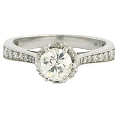 Anello con diamanti old mine e diamanti a taglio singolo fino a 1,00ct in oro bianco 14k