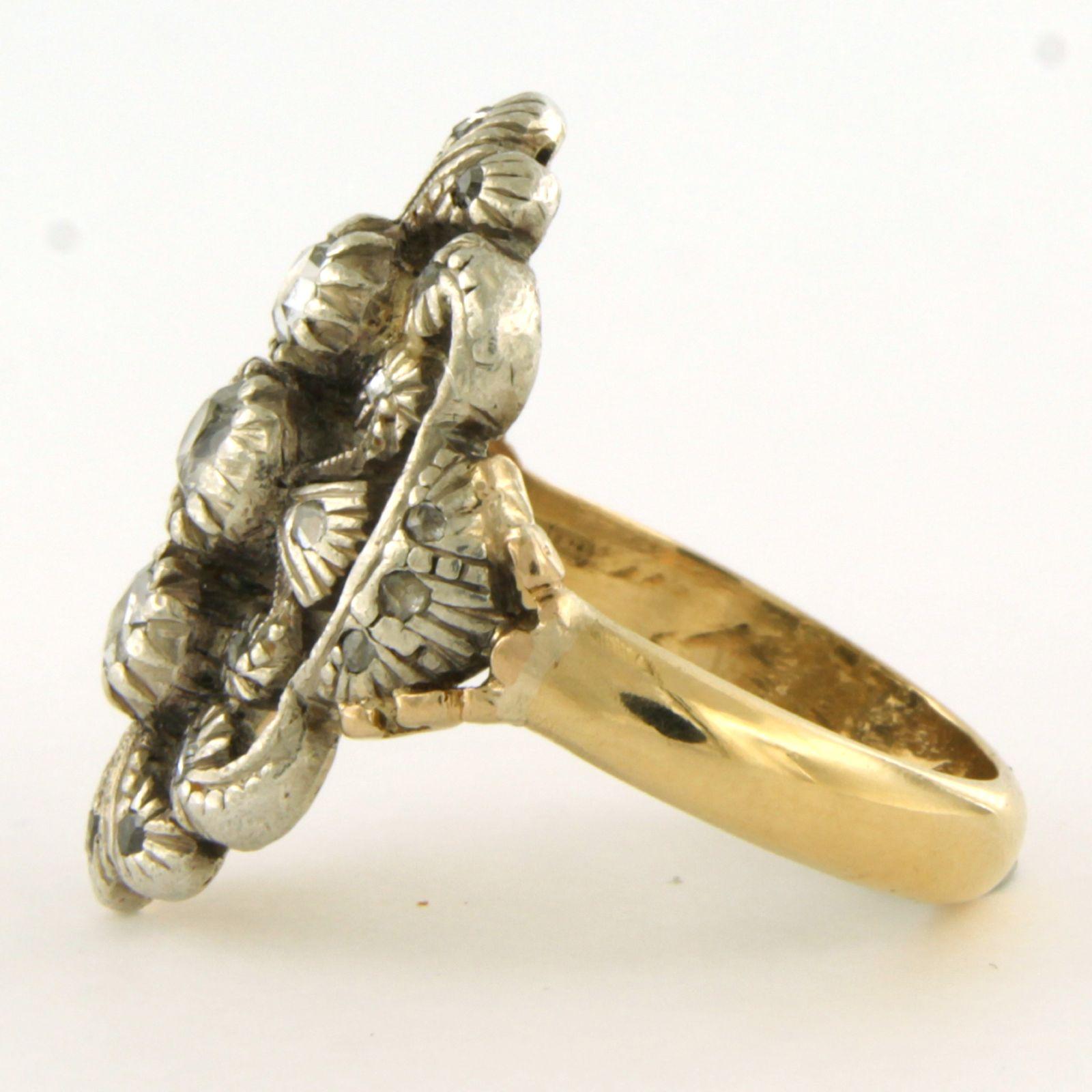Primo vittoriano Anello con diamanti taglio old mine e taglio rose fino a 0,50 carati in oro e argento 14 carati in vendita