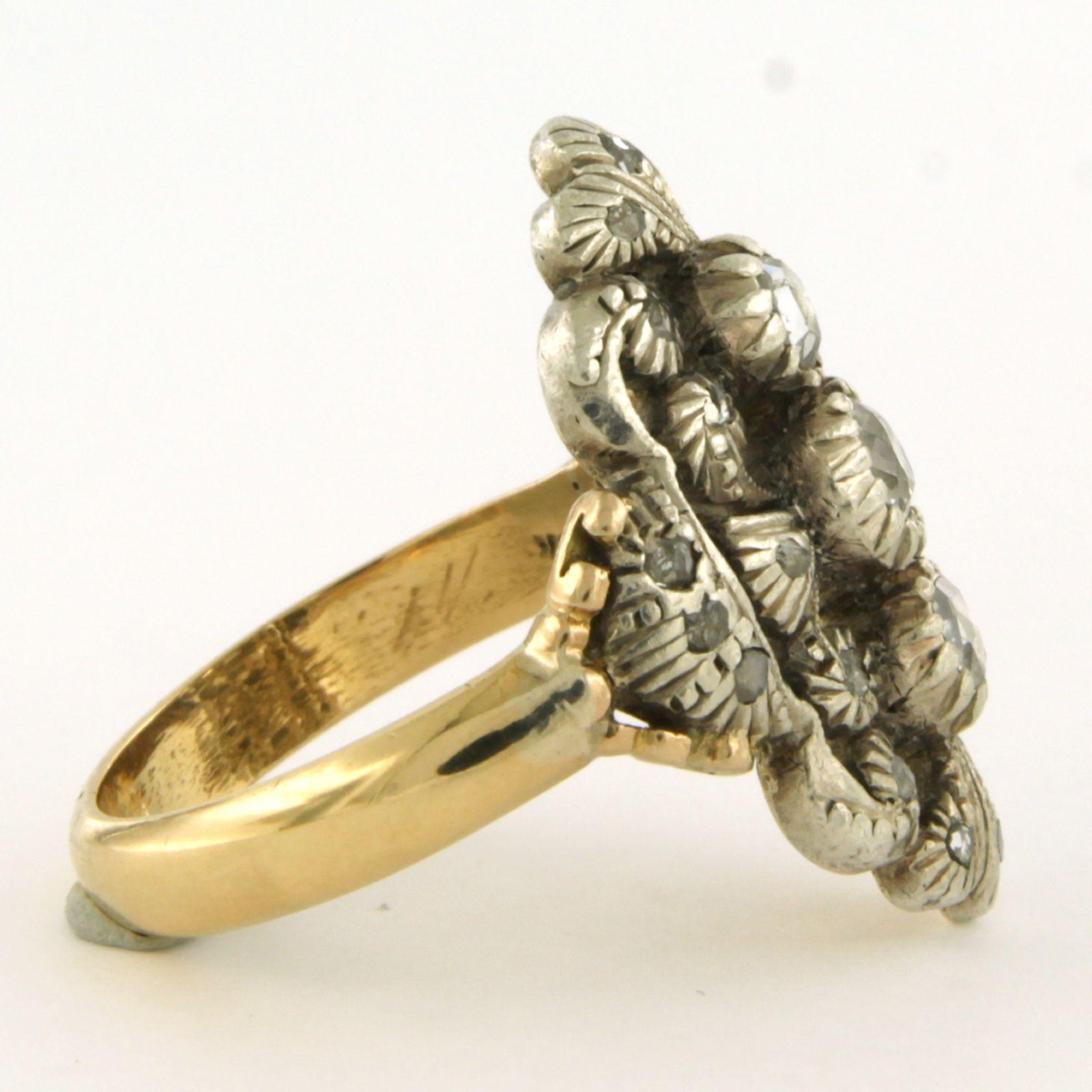 Taglio vecchia miniera Anello con diamanti taglio old mine e taglio rose fino a 0,50 carati in oro e argento 14 carati in vendita