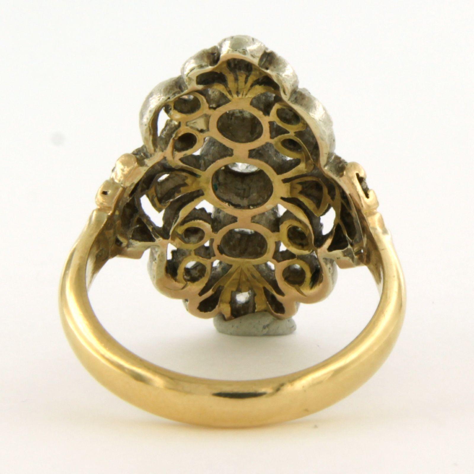 Anello con diamanti taglio old mine e taglio rose fino a 0,50 carati in oro e argento 14 carati In condizioni ottime in vendita a The Hague, ZH