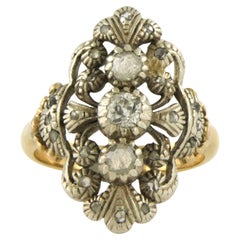 Bague avec diamants taille ancienne et taille rose jusqu'à 0,50ct 14k or et argent