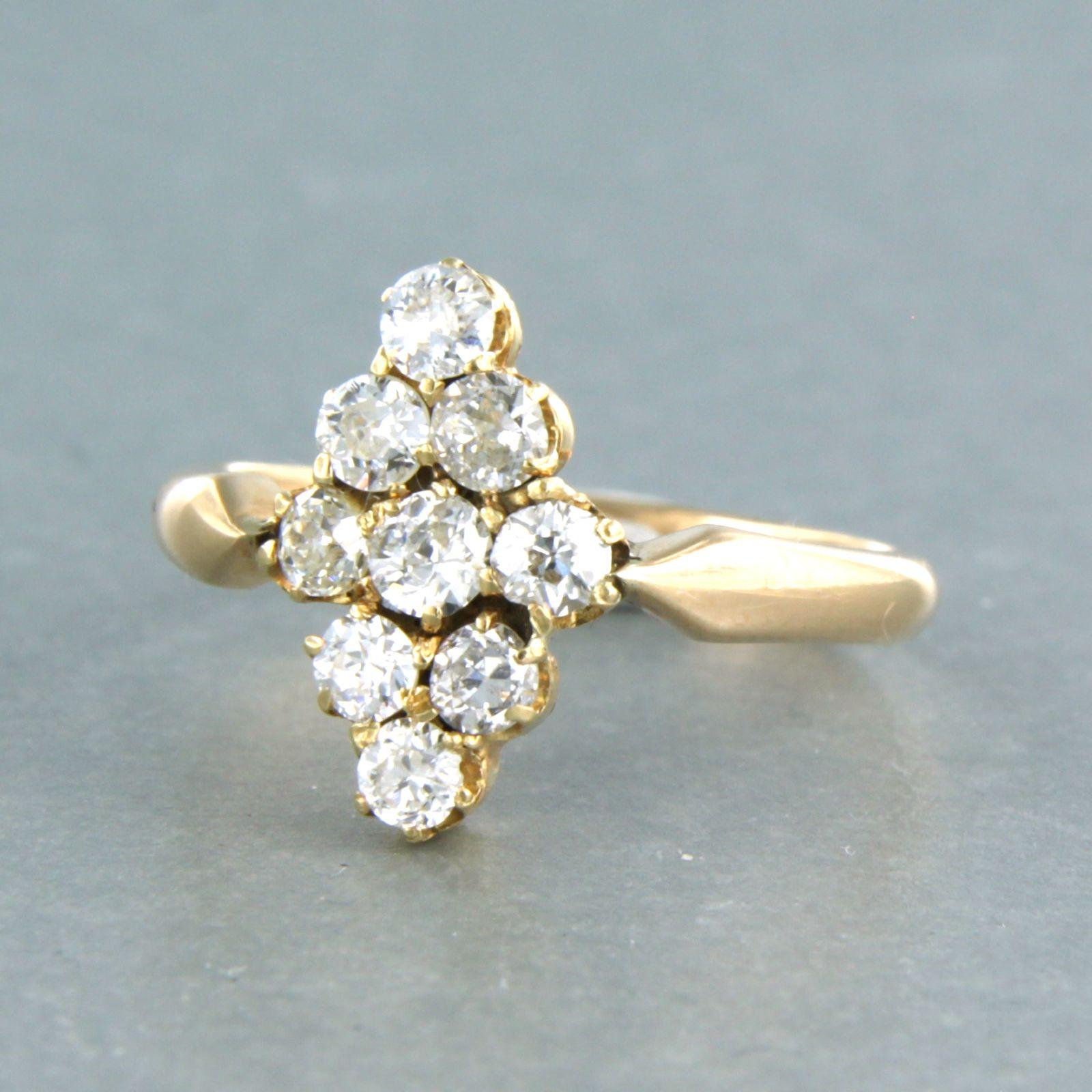 Bague avec diamant taille ancienne sup à 0,75ct or 14k 2,7 grammes Excellent état - En vente à The Hague, ZH