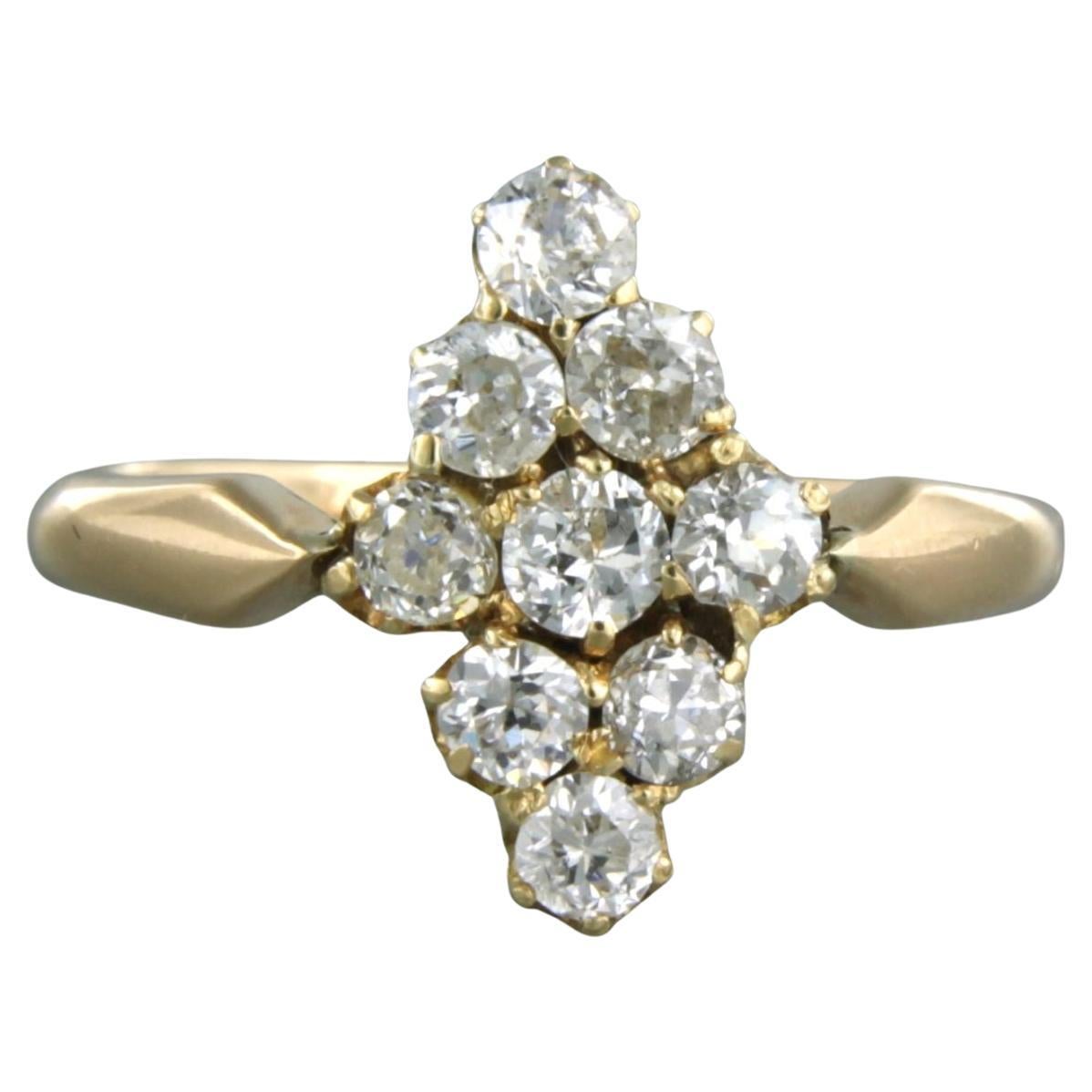 Bague avec diamant taille ancienne sup à 0,75ct or 14k 2,7 grammes