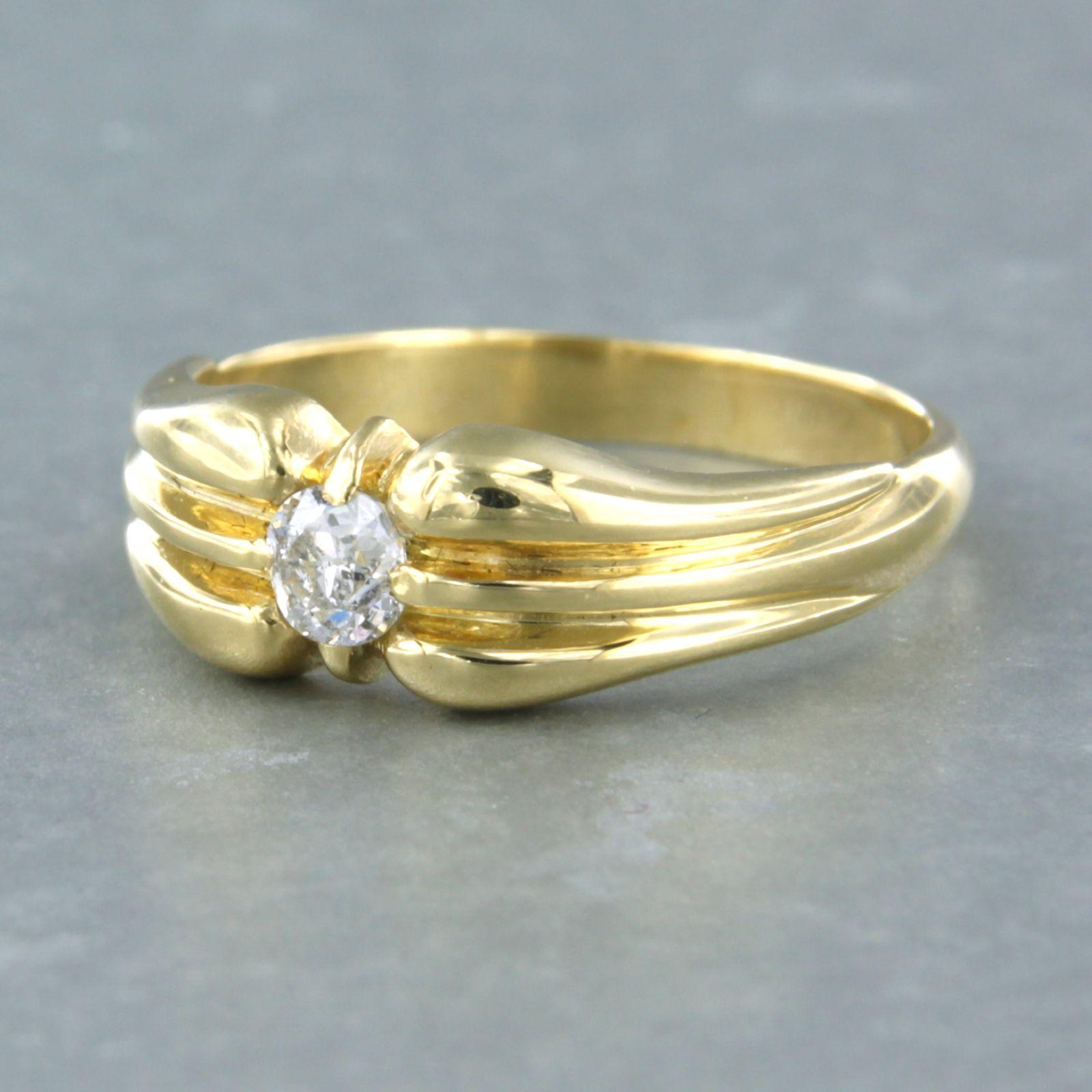 Bague avec diamant taille ancienne jusqu'à 0,20ct Or jaune 18k 5,5 grammes Excellent état - En vente à The Hague, ZH