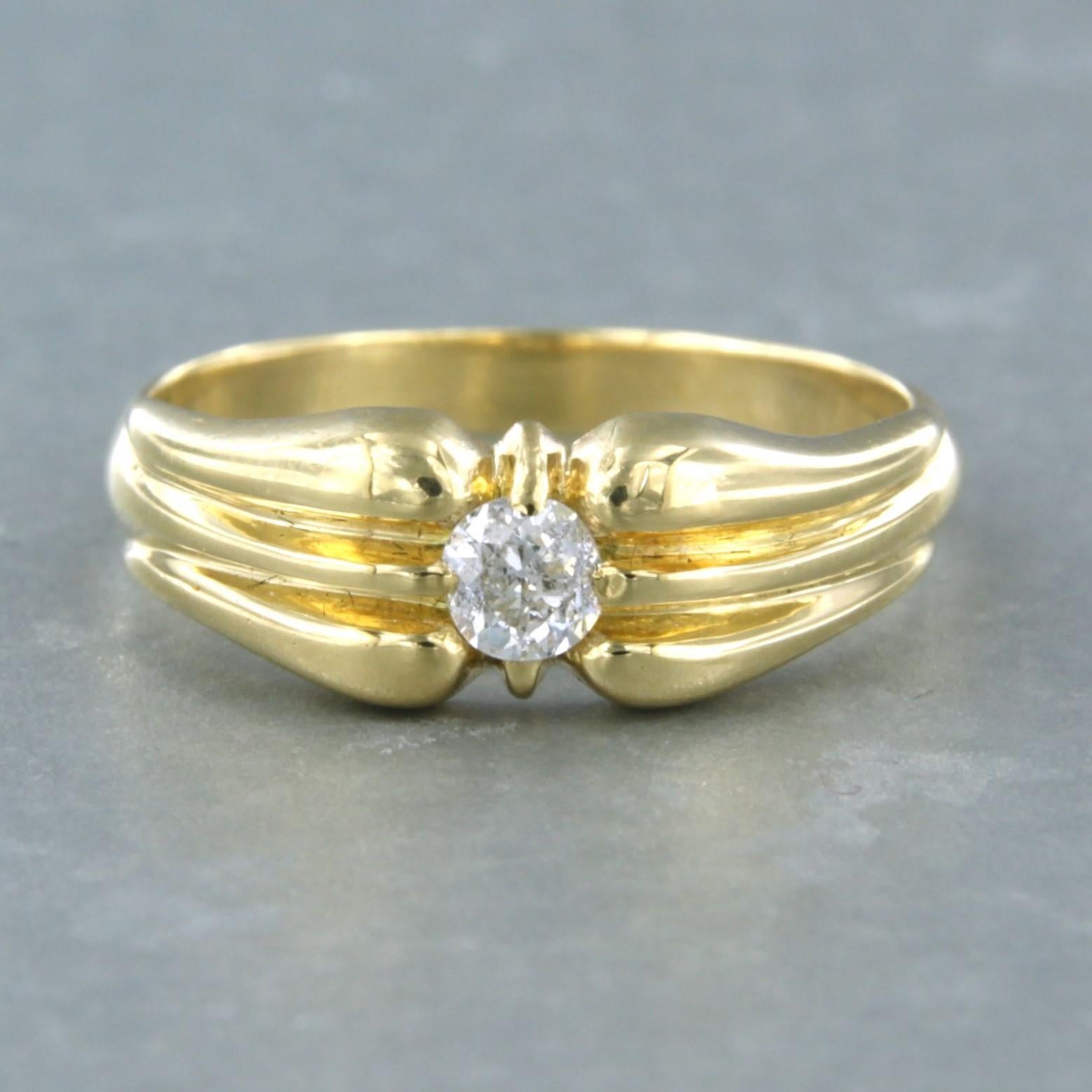 Bague avec diamant taille ancienne jusqu
à 0,20ct Or jaune 18k 5,5 grammes