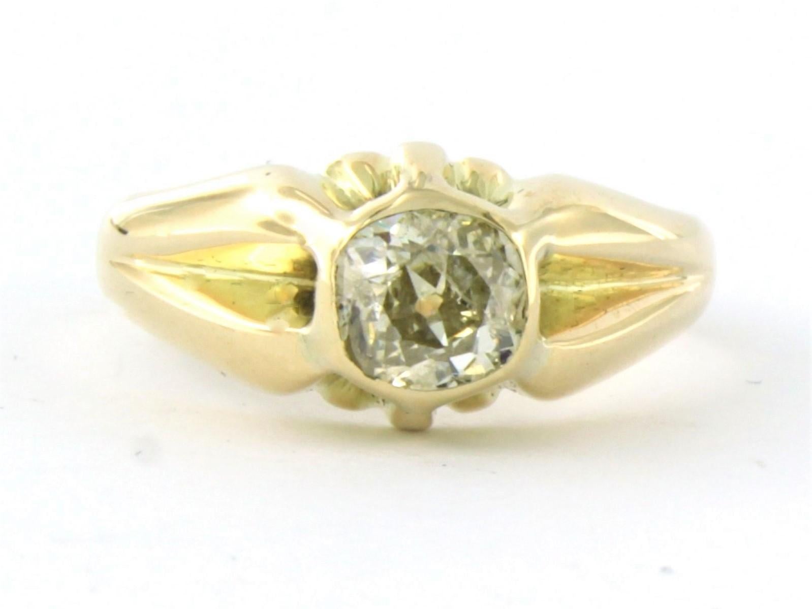 14k gold ring set with old mine cut diamond up to 0.50ct - K/L - Pique - ring size US 7 - EU 17.25 (54)

detailed description:

the top of the ring is 9.0 mm wide by 5.9 mm high

Weight 5.7 grams

ring size US 7 - EU 17.25 (54), ring can be enlarged