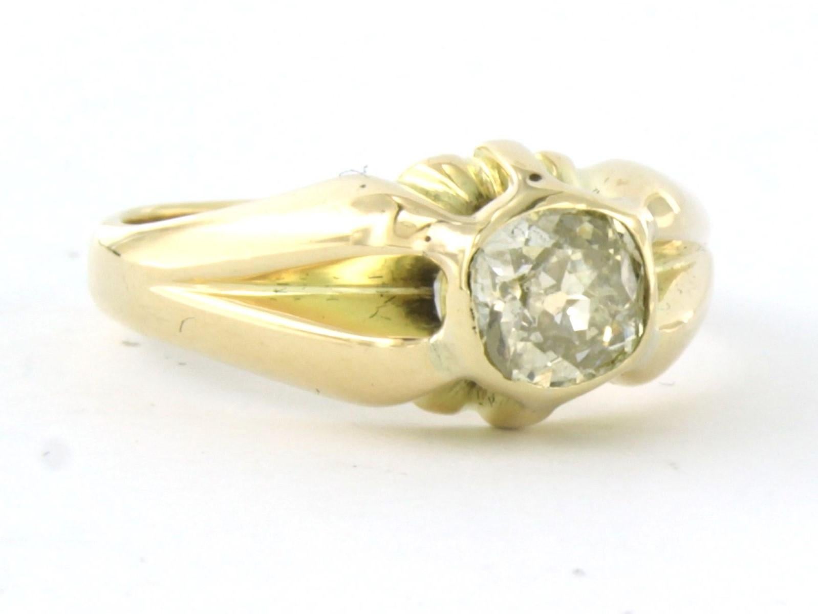 Edwardian Ring with old mine cut diamond up to 0.50ct 5.7 grams 14k yellow gold For Sale
