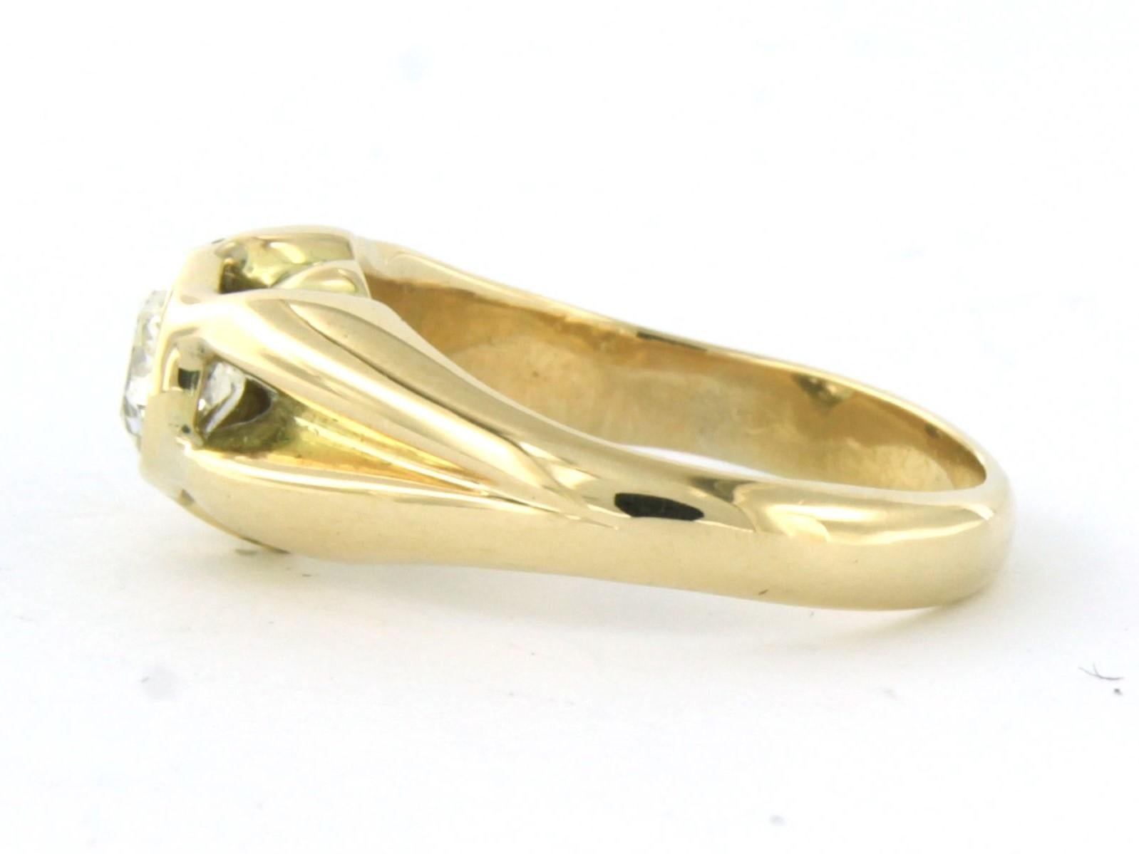 Ring with old mine cut diamond up to 0.50ct 5.7 grams 14k yellow gold In Excellent Condition For Sale In The Hague, ZH