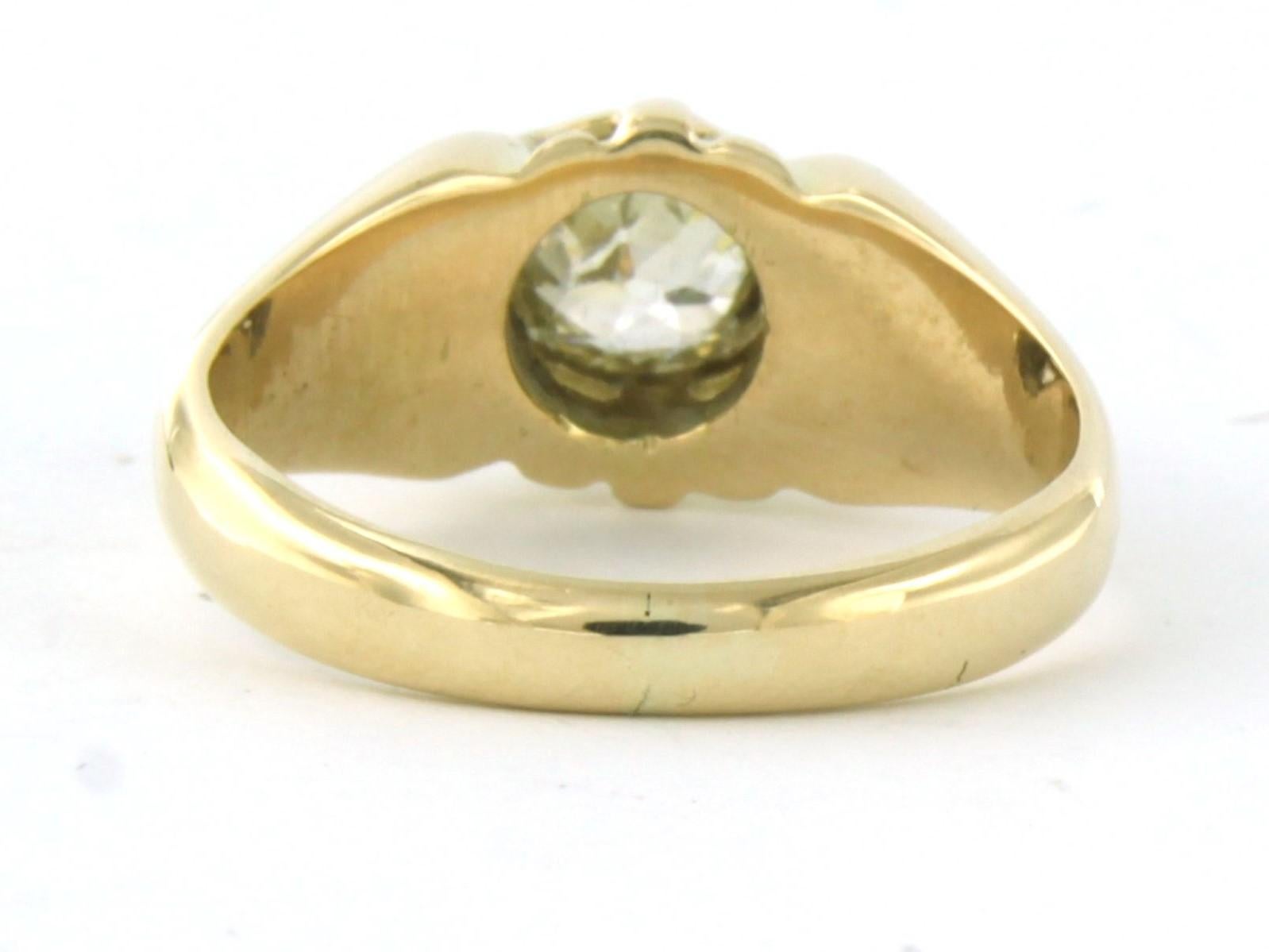 Men's Ring with old mine cut diamond up to 0.50ct 5.7 grams 14k yellow gold For Sale