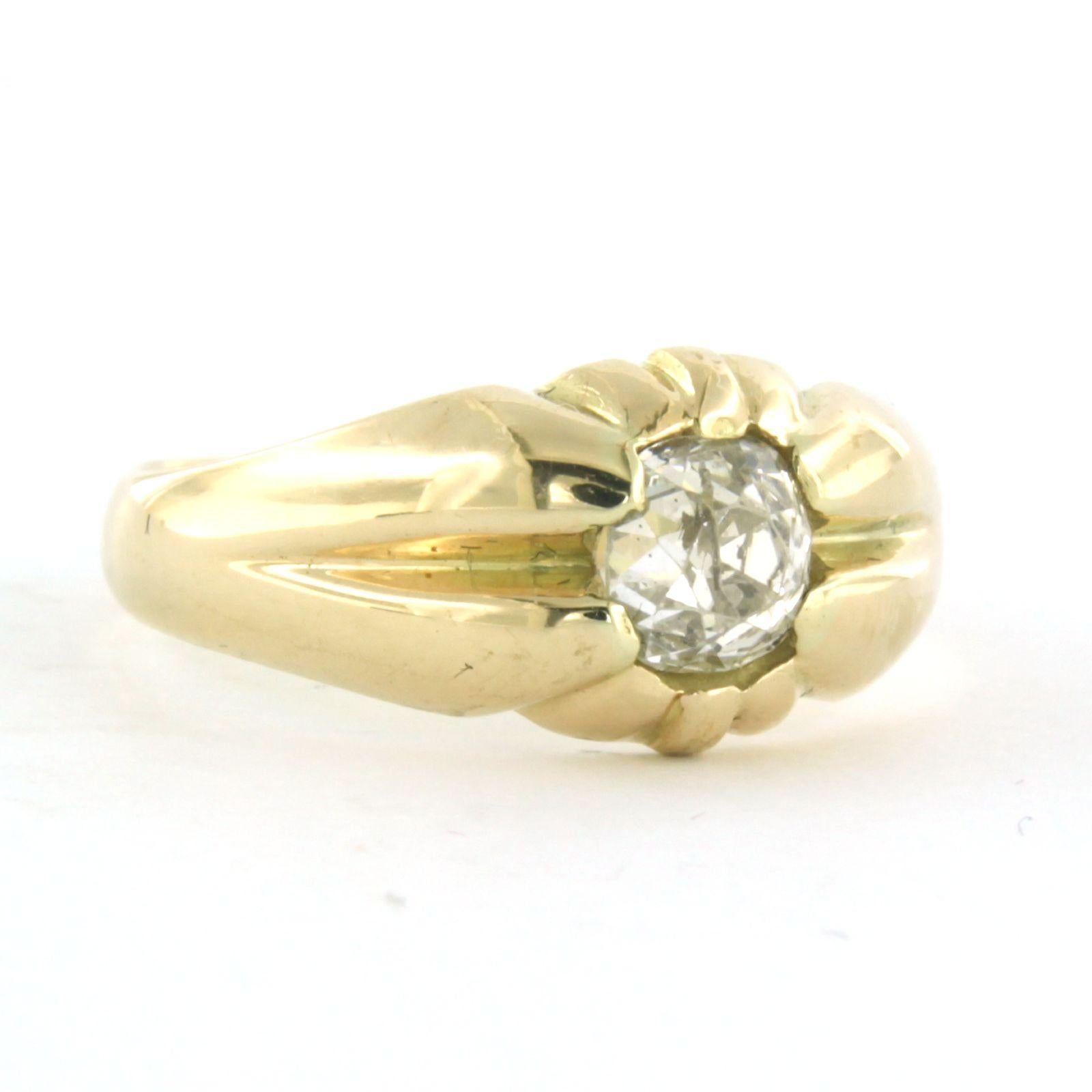 Women's Ring with old mine cut diamond up to 1.00ct 14k yellow gold 5.5 grams For Sale