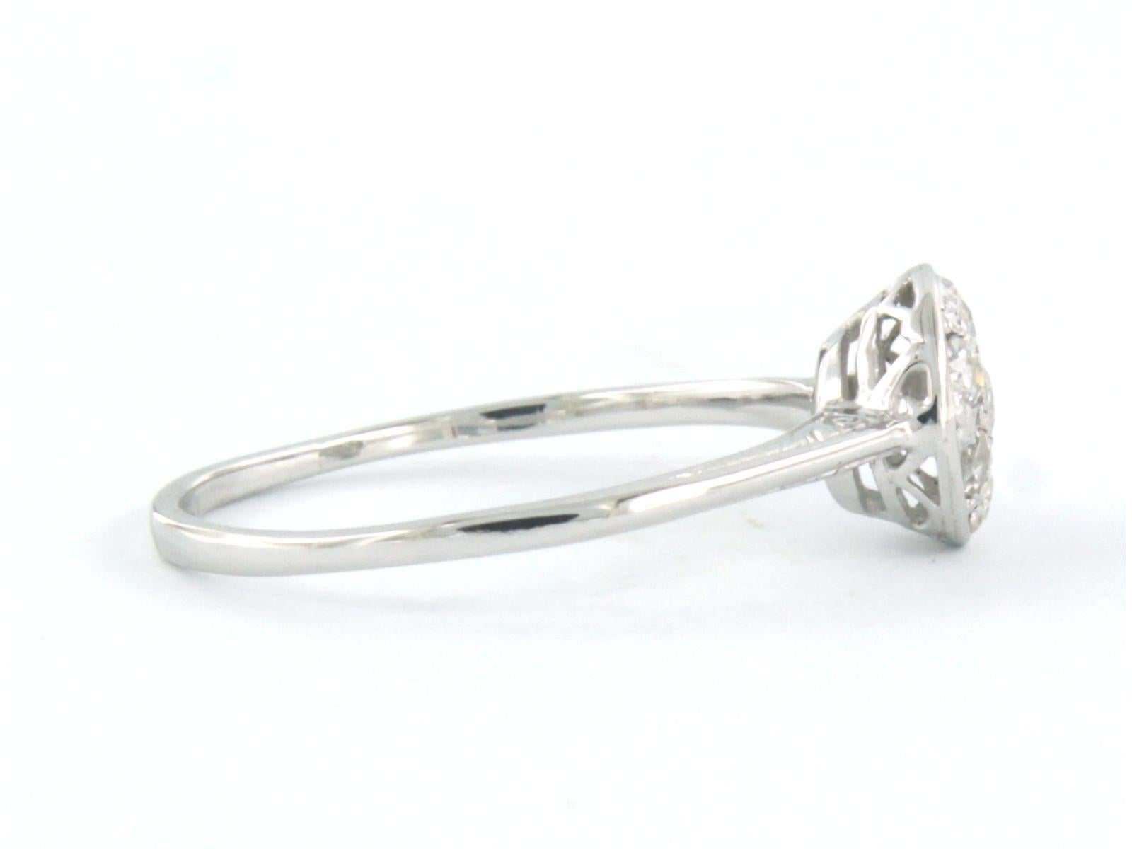 Art nouveau Bague avec diamants taille ancienne jusqu'à 0,32ct Or blanc 18k 1,5 grammes en vente