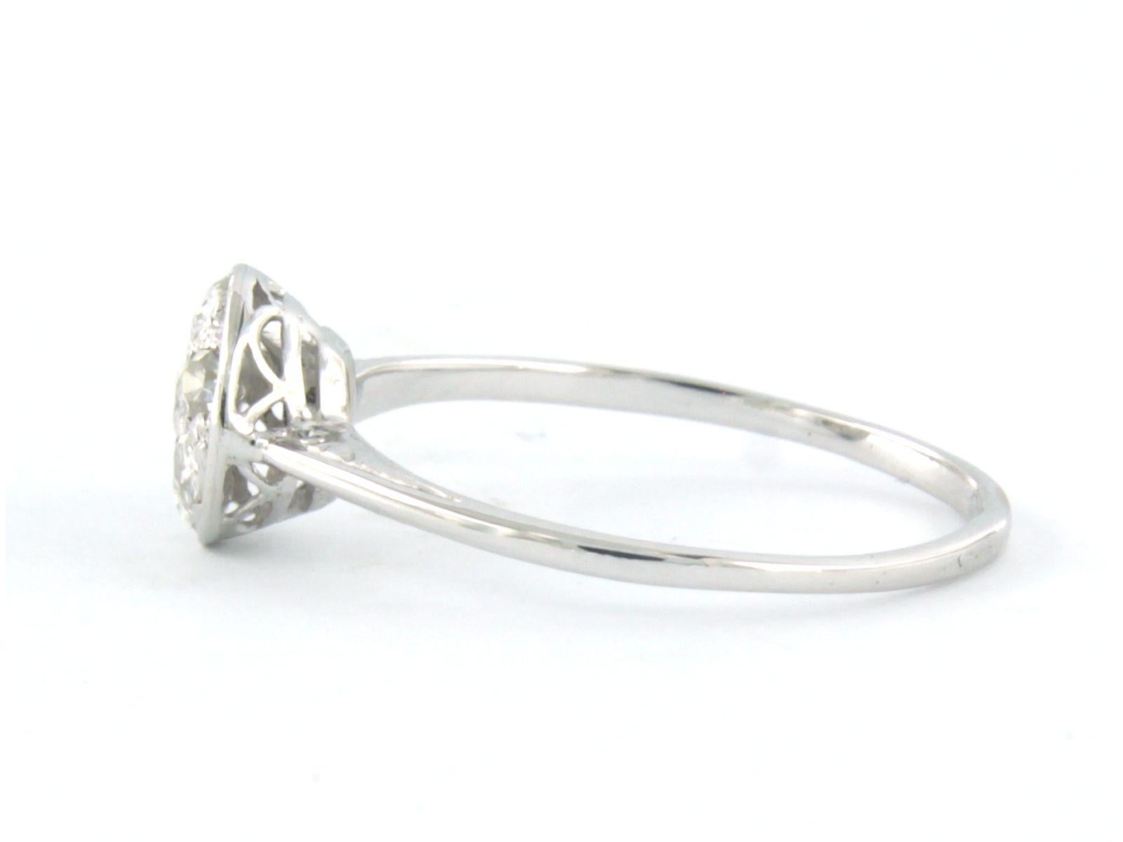Taille vieille mine Bague avec diamants taille ancienne jusqu'à 0,32ct Or blanc 18k 1,5 grammes en vente