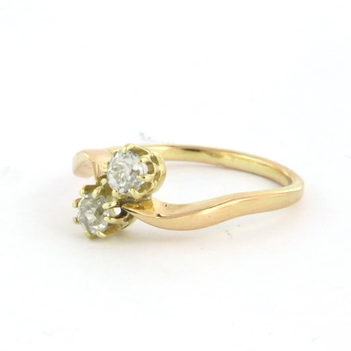 Early Victorian Ring with old mine cut diamonds up to 0.40ct 14k yellow gold - 2.3 grams For Sale