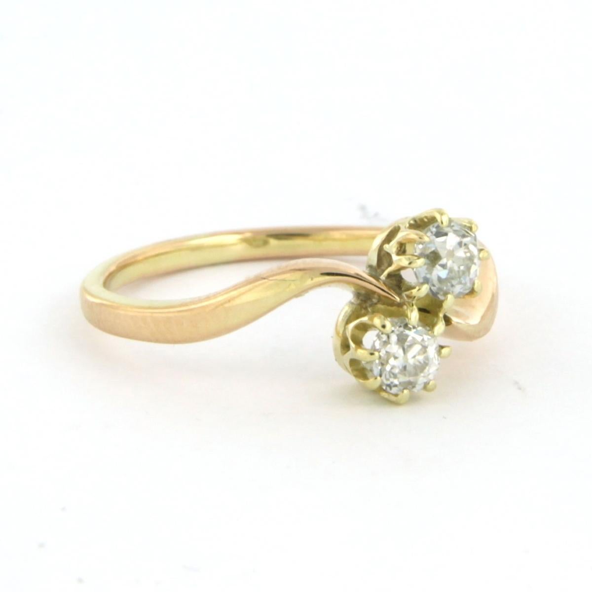 Old Mine Cut Ring with old mine cut diamonds up to 0.40ct 14k yellow gold - 2.3 grams For Sale