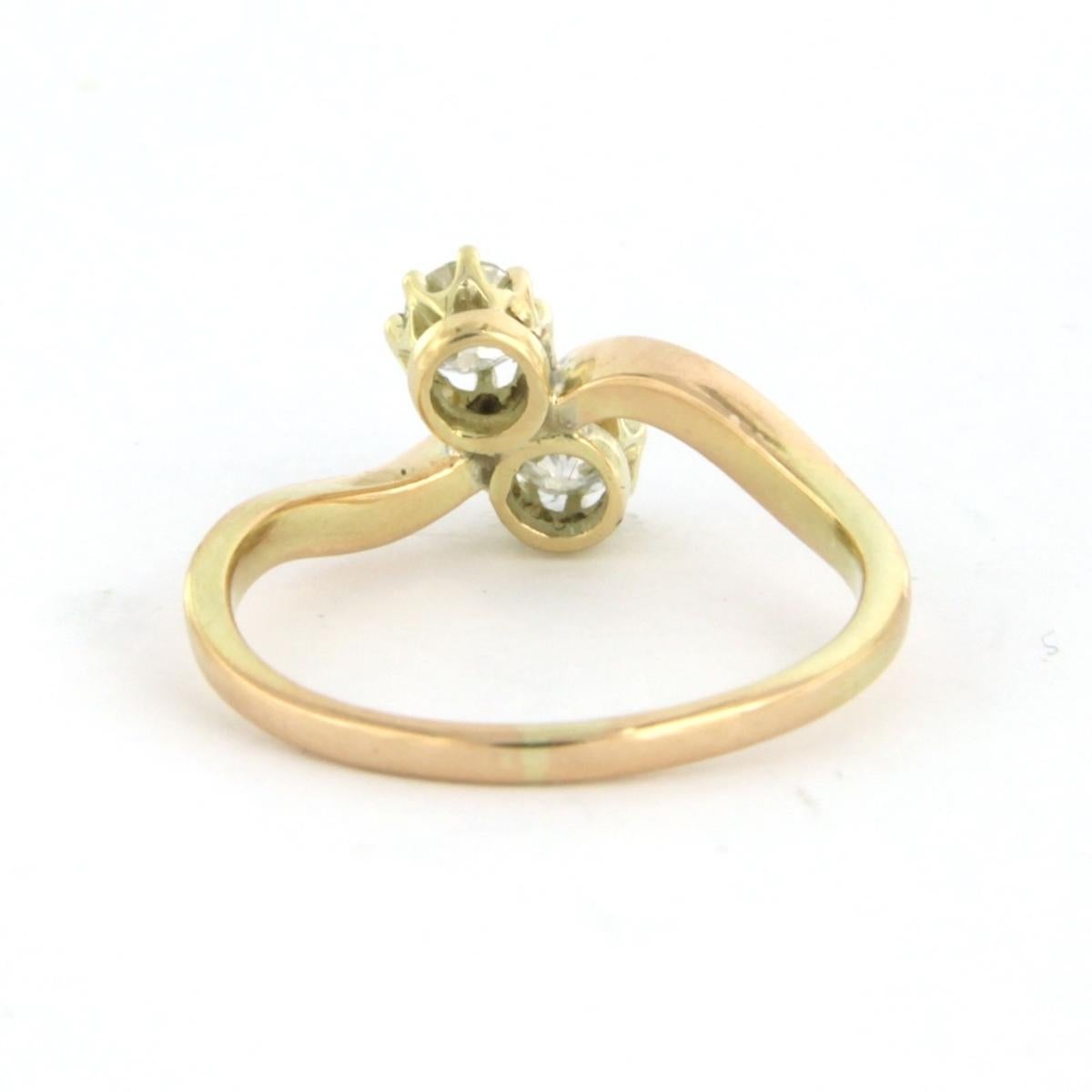 Ring with old mine cut diamonds up to 0.40ct 14k yellow gold - 2.3 grams In Excellent Condition For Sale In The Hague, ZH