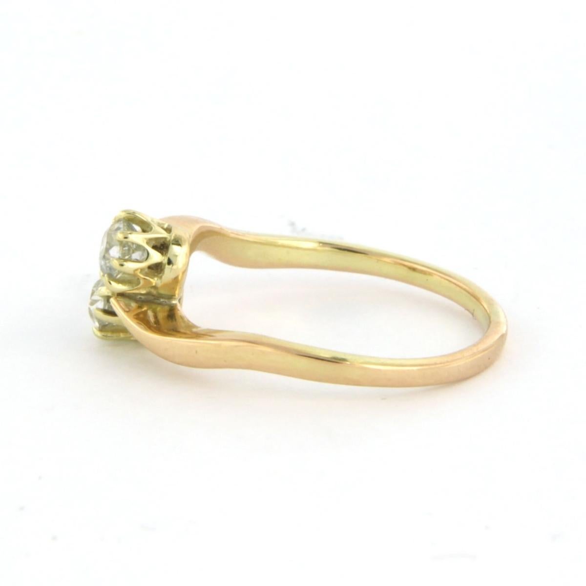 Women's Ring with old mine cut diamonds up to 0.40ct 14k yellow gold - 2.3 grams For Sale