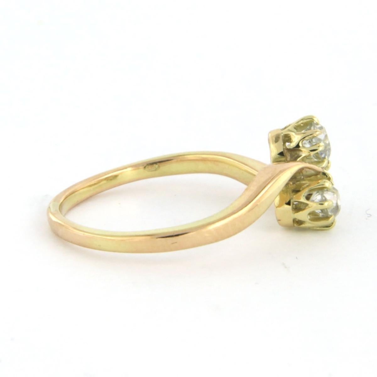 Ring with old mine cut diamonds up to 0.40ct 14k yellow gold - 2.3 grams For Sale 1