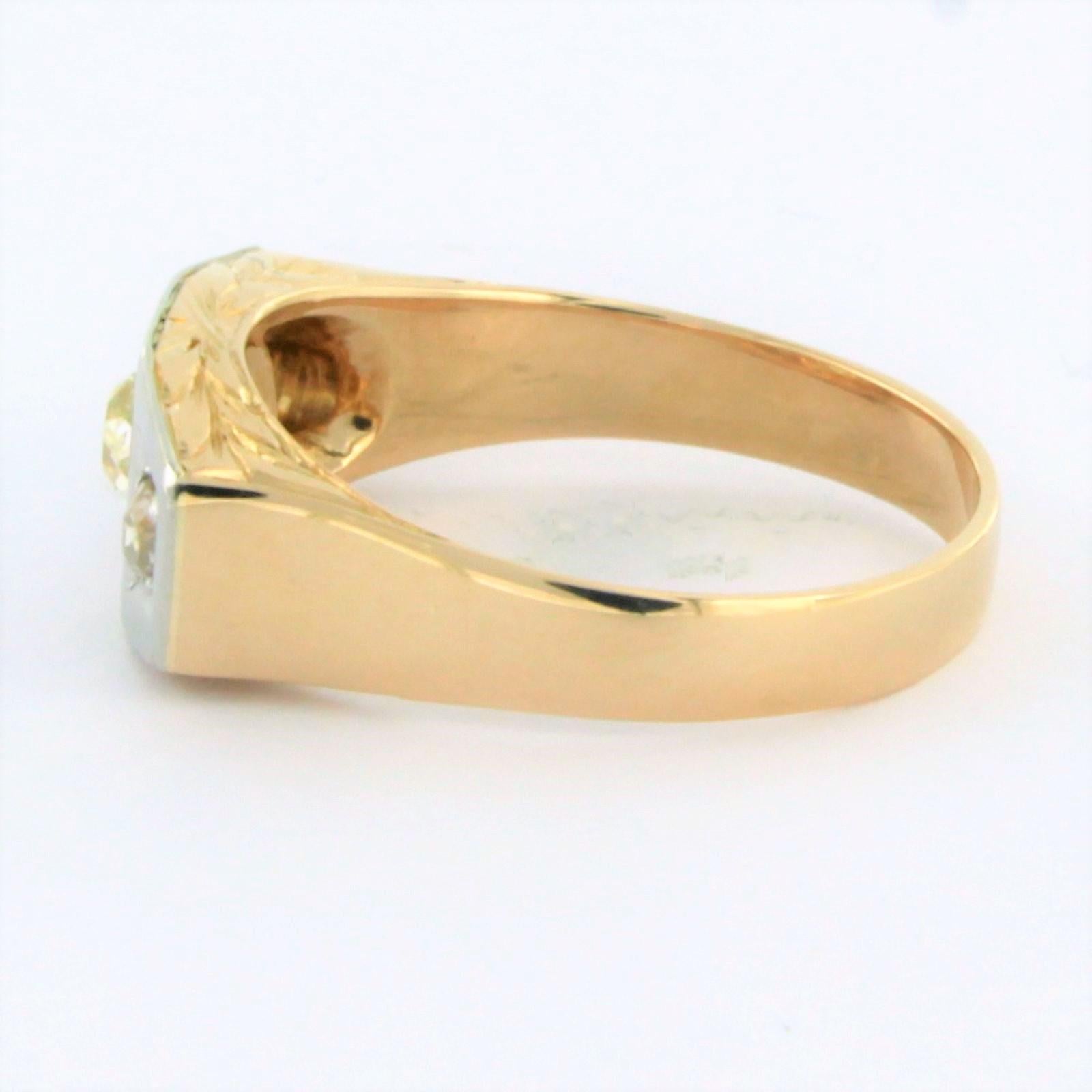 Anello con diamanti taglio old mine fino a 0,40ct in oro giallo 14k e platino In condizioni ottime in vendita a The Hague, ZH