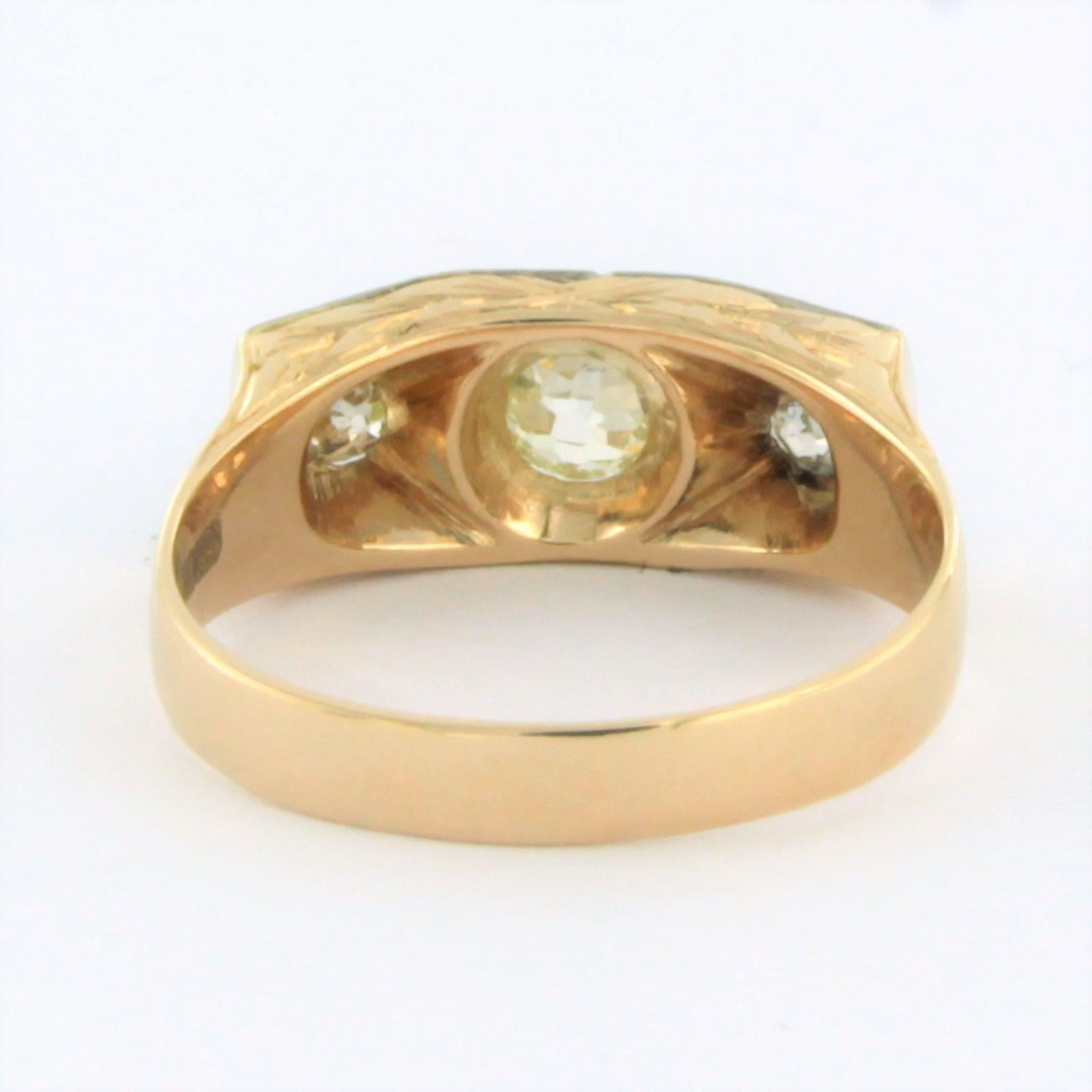 Donna Anello con diamanti taglio old mine fino a 0,40ct in oro giallo 14k e platino in vendita