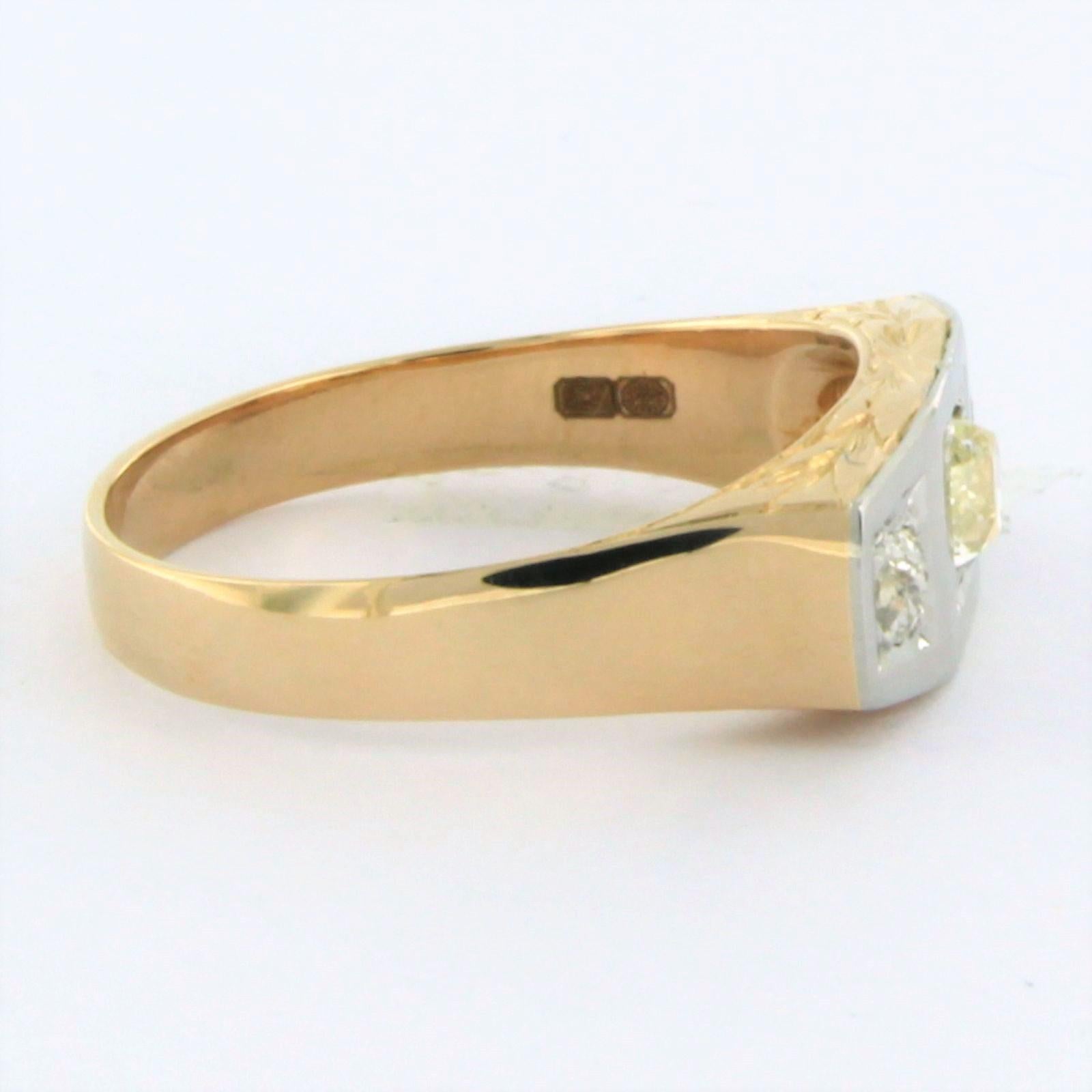 Anello con diamanti taglio old mine fino a 0,40ct in oro giallo 14k e platino in vendita 1