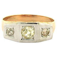 Bague avec diamants taille vieille mine jusqu'à 0,40 ct or jaune 14k et platine