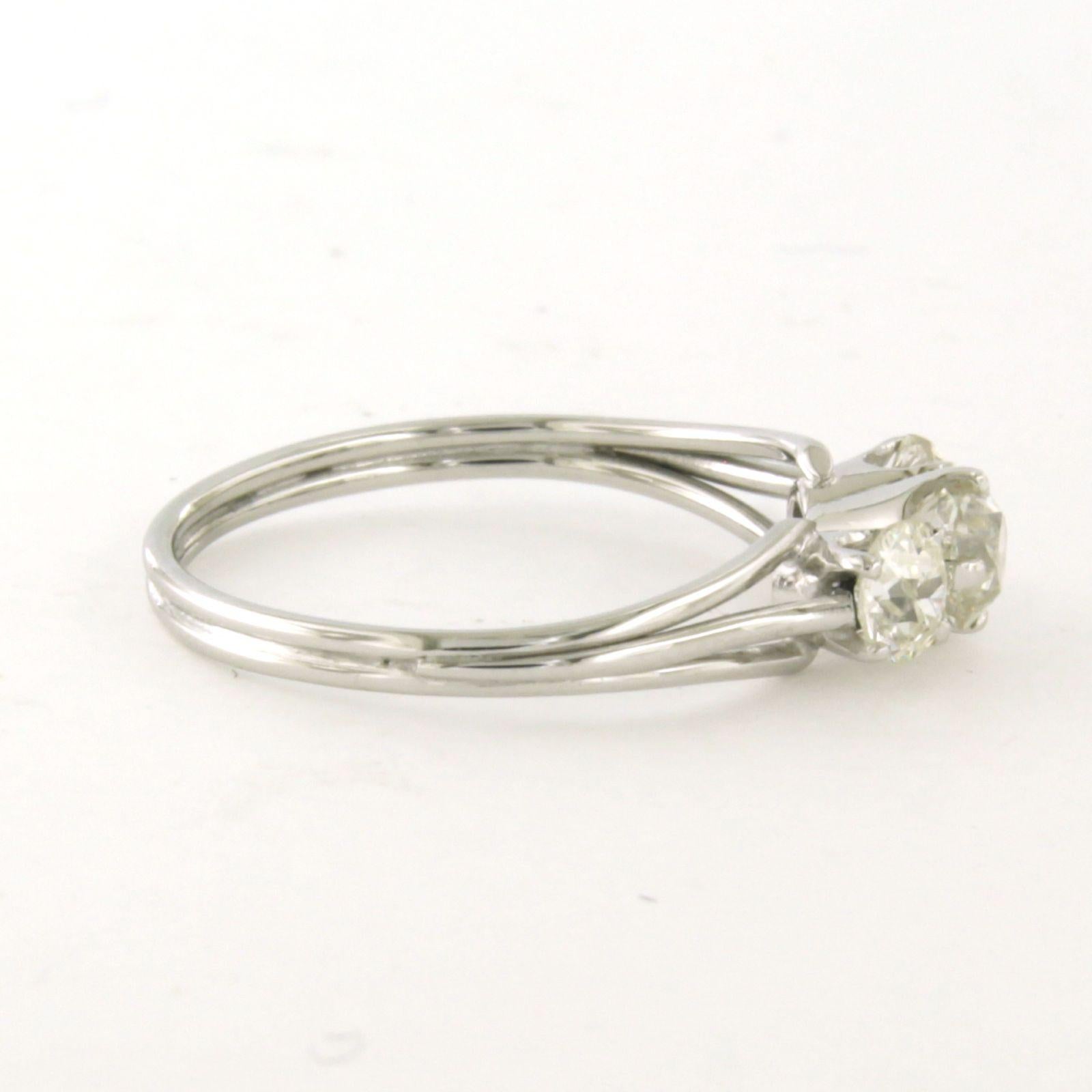 Art nouveau Bague avec diamants de taille ancienne jusqu'à 1,00ct Or blanc 14k 2,0 grammes en vente