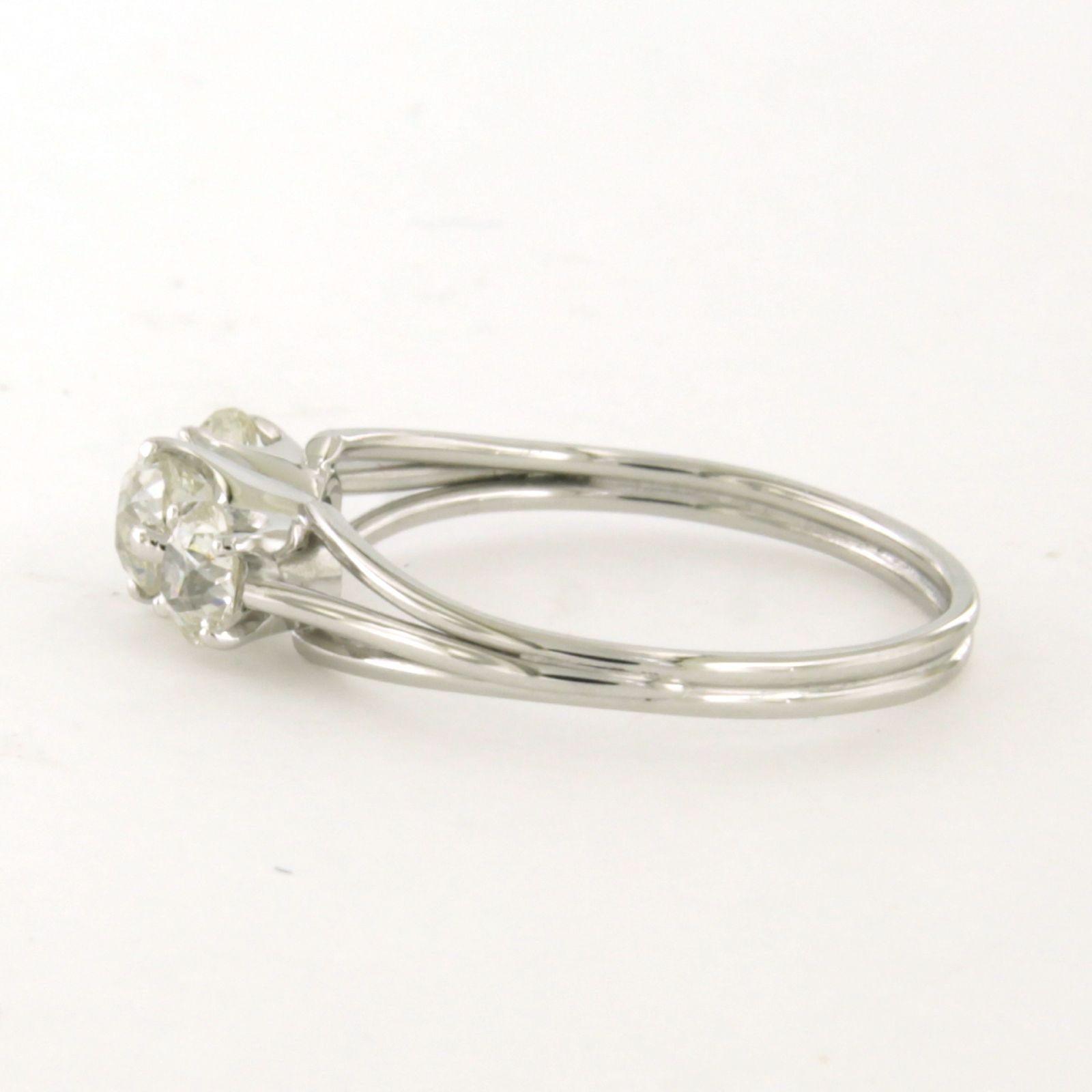 Taille vieille mine Bague avec diamants de taille ancienne jusqu'à 1,00ct Or blanc 14k 2,0 grammes en vente