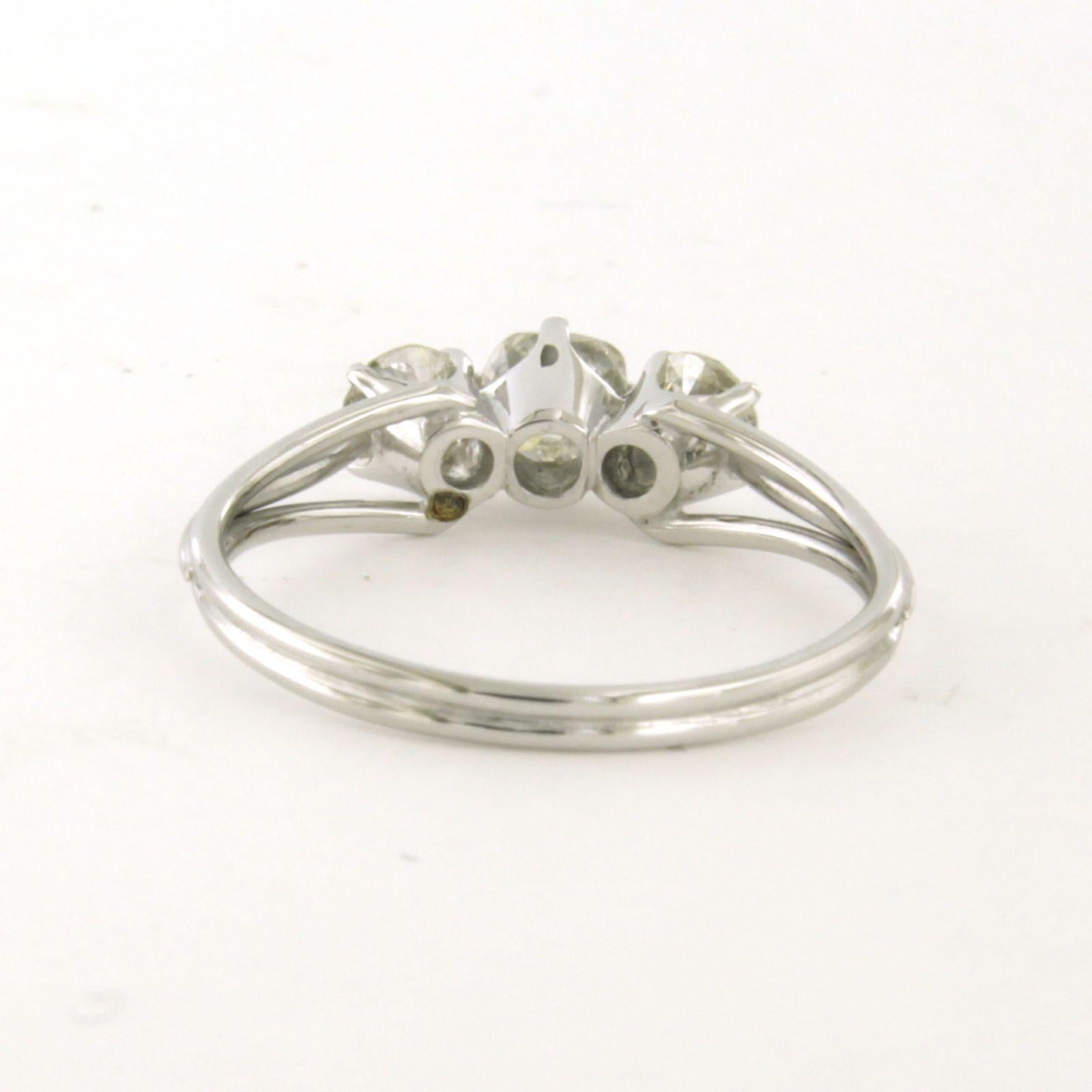 Bague avec diamants de taille ancienne jusqu'à 1,00ct Or blanc 14k 2,0 grammes Excellent état - En vente à The Hague, ZH