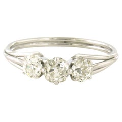 Bague avec diamants de taille ancienne jusqu'à 1,00ct Or blanc 14k 2,0 grammes