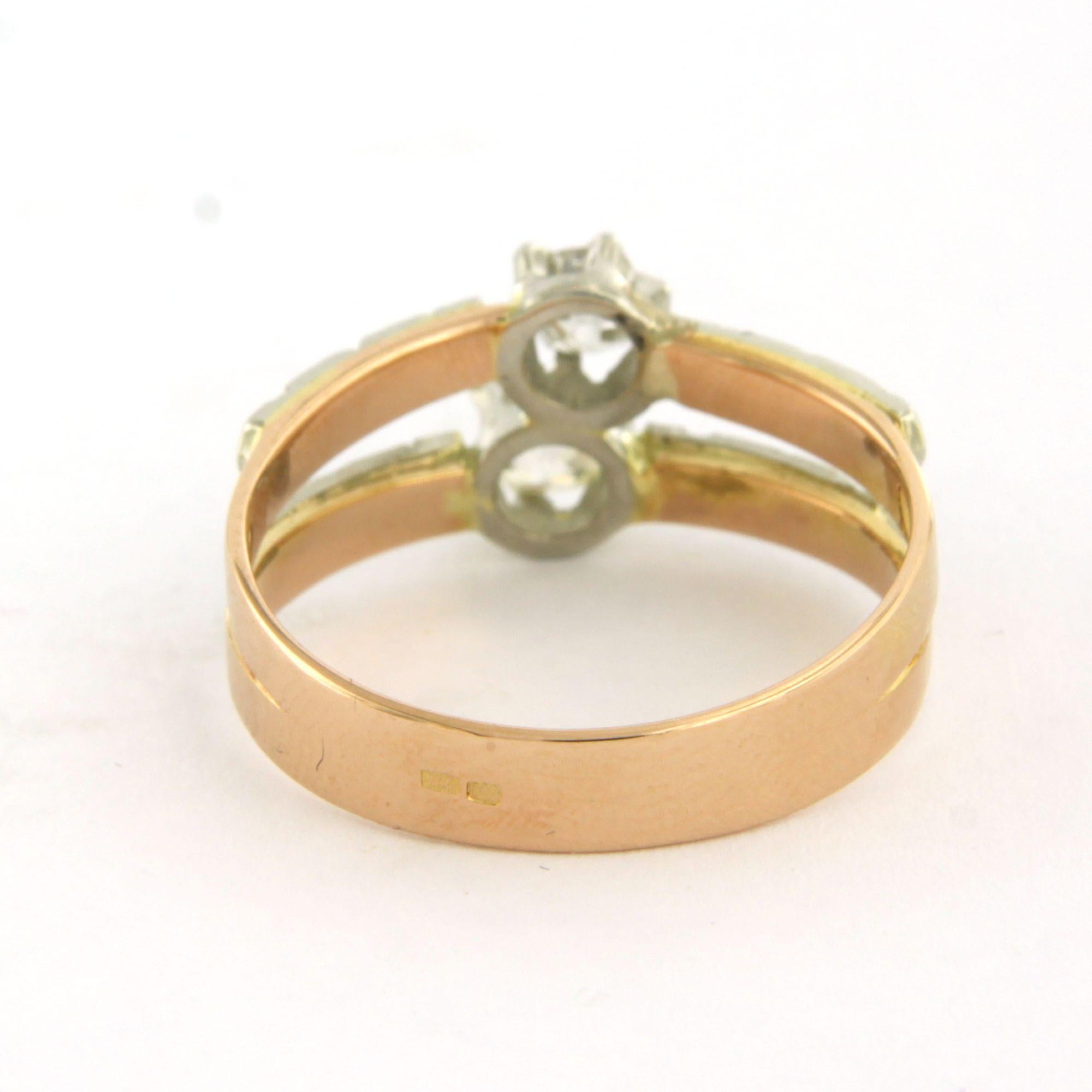 Art nouveau Bague avec diamants de taille ancienne jusqu'à 1,00ct Or 18k et argent 3,3 grammes en vente