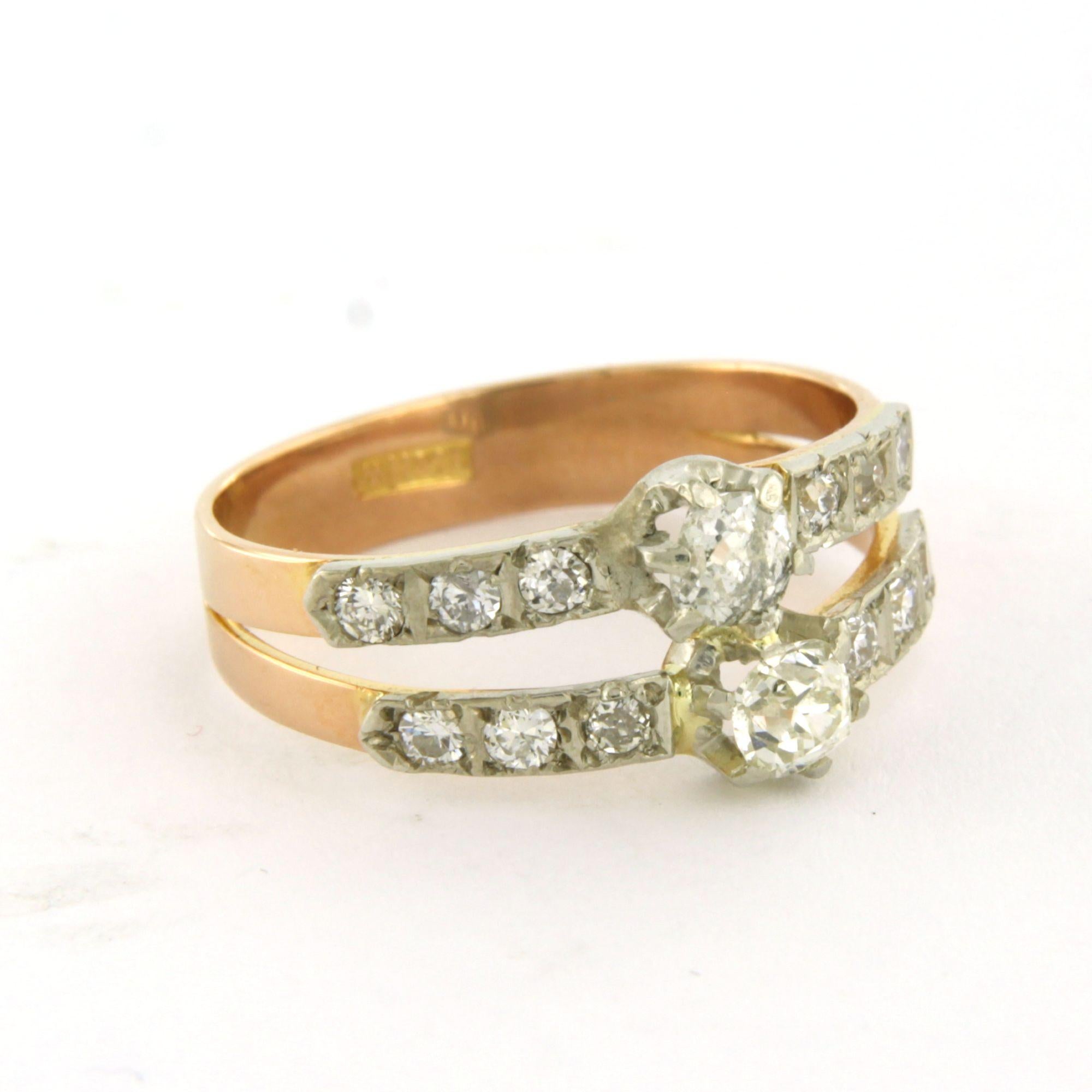 Bague avec diamants de taille ancienne jusqu'à 1,00ct Or 18k et argent 3,3 grammes Excellent état - En vente à The Hague, ZH