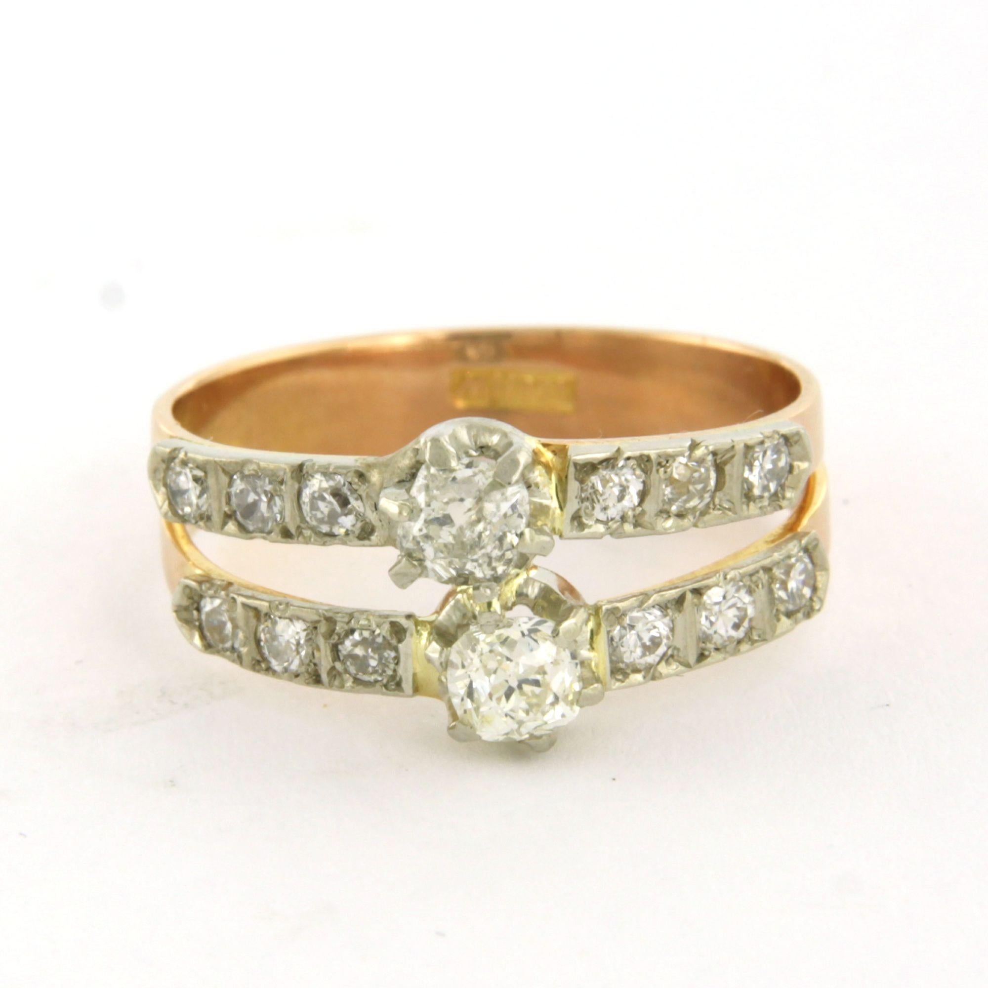 Bague avec diamants de taille ancienne jusqu'à 1,00ct Or 18k et argent 3,3 grammes en vente 1