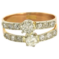 Bague avec diamants de taille ancienne jusqu
à 1,00ct Or 18k et argent 3,3 grammes