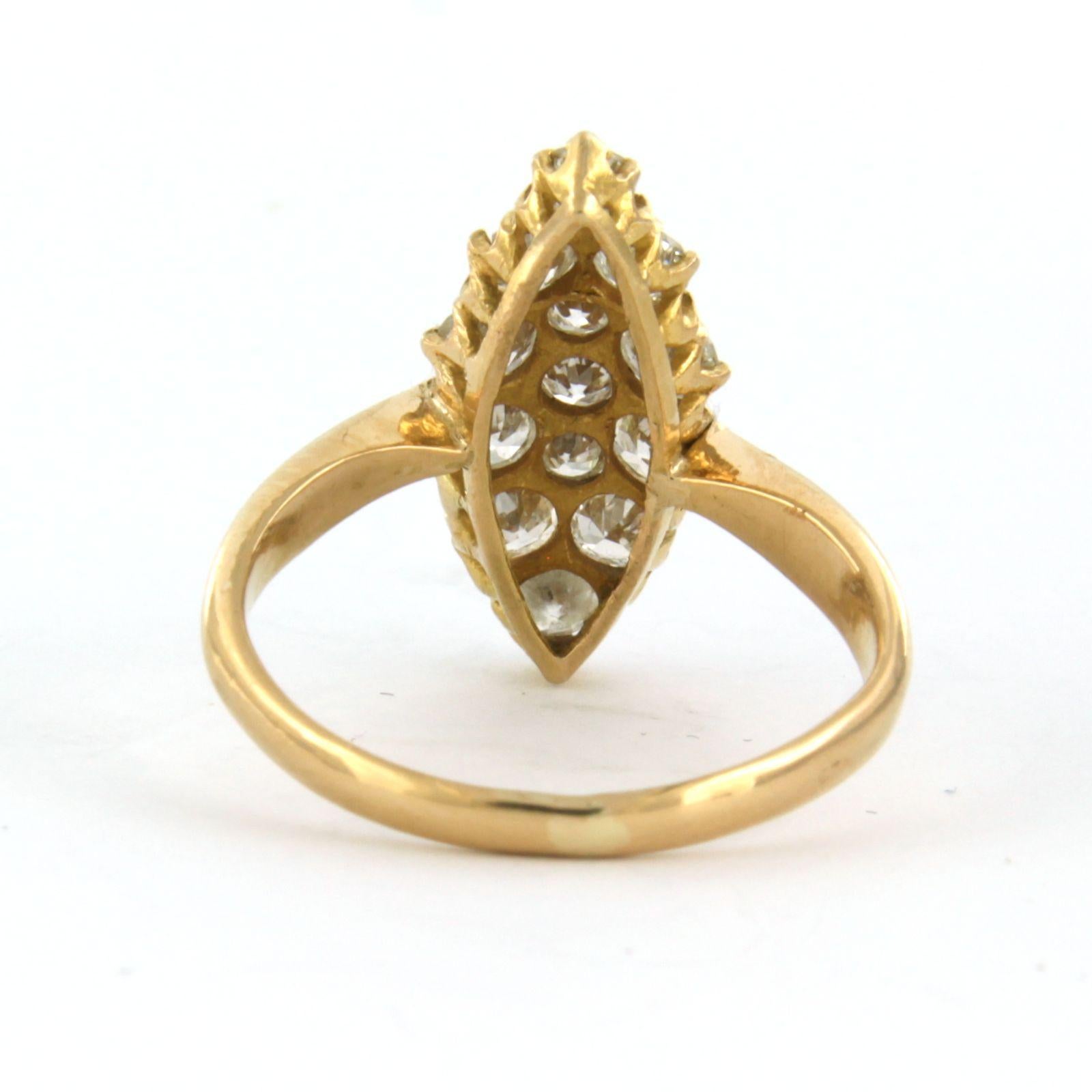 Early Victorian Ring with old mine cut diamonds up to 1.50ct 20k yellow gold For Sale