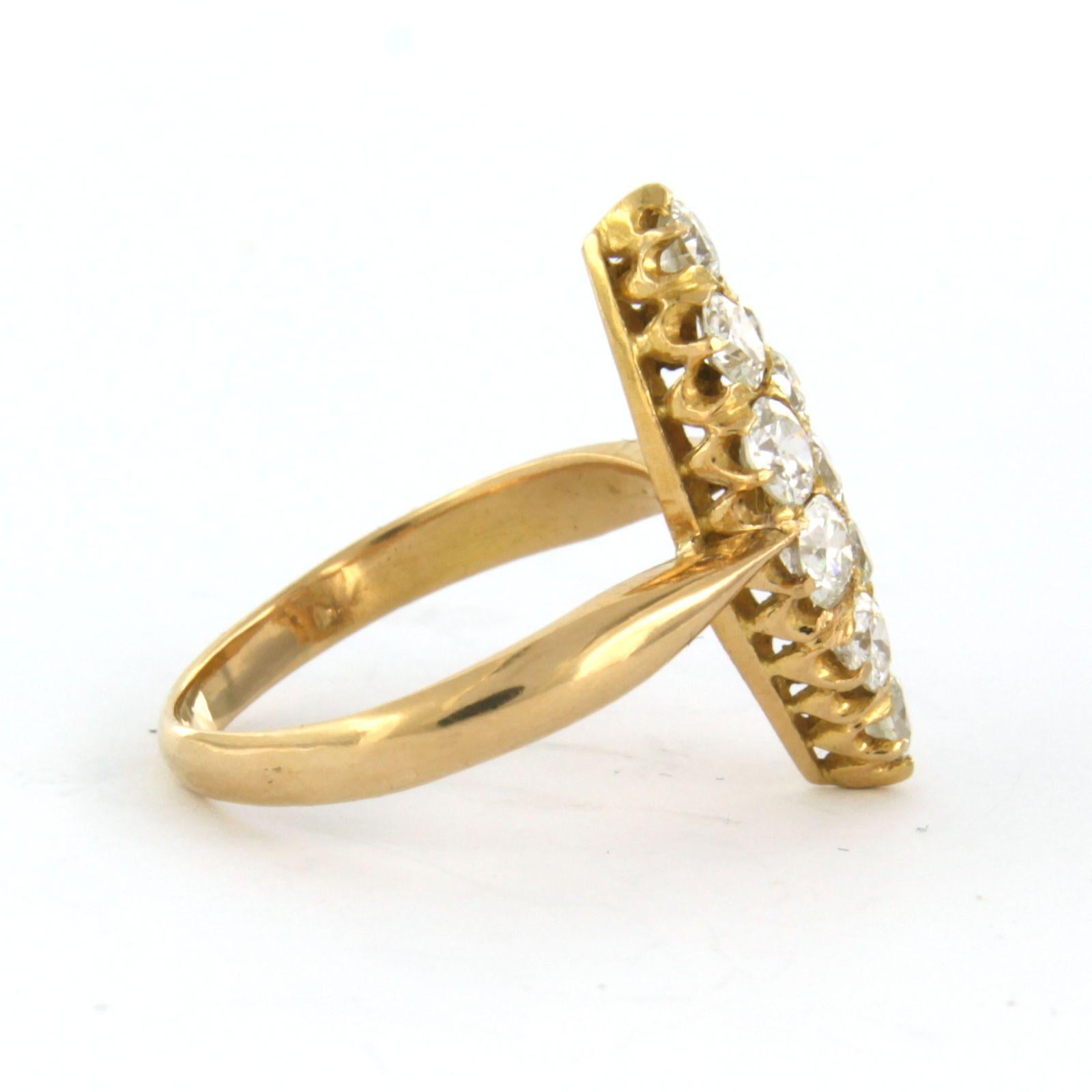 Ring with old mine cut diamonds up to 1.50ct 20k yellow gold For Sale ...