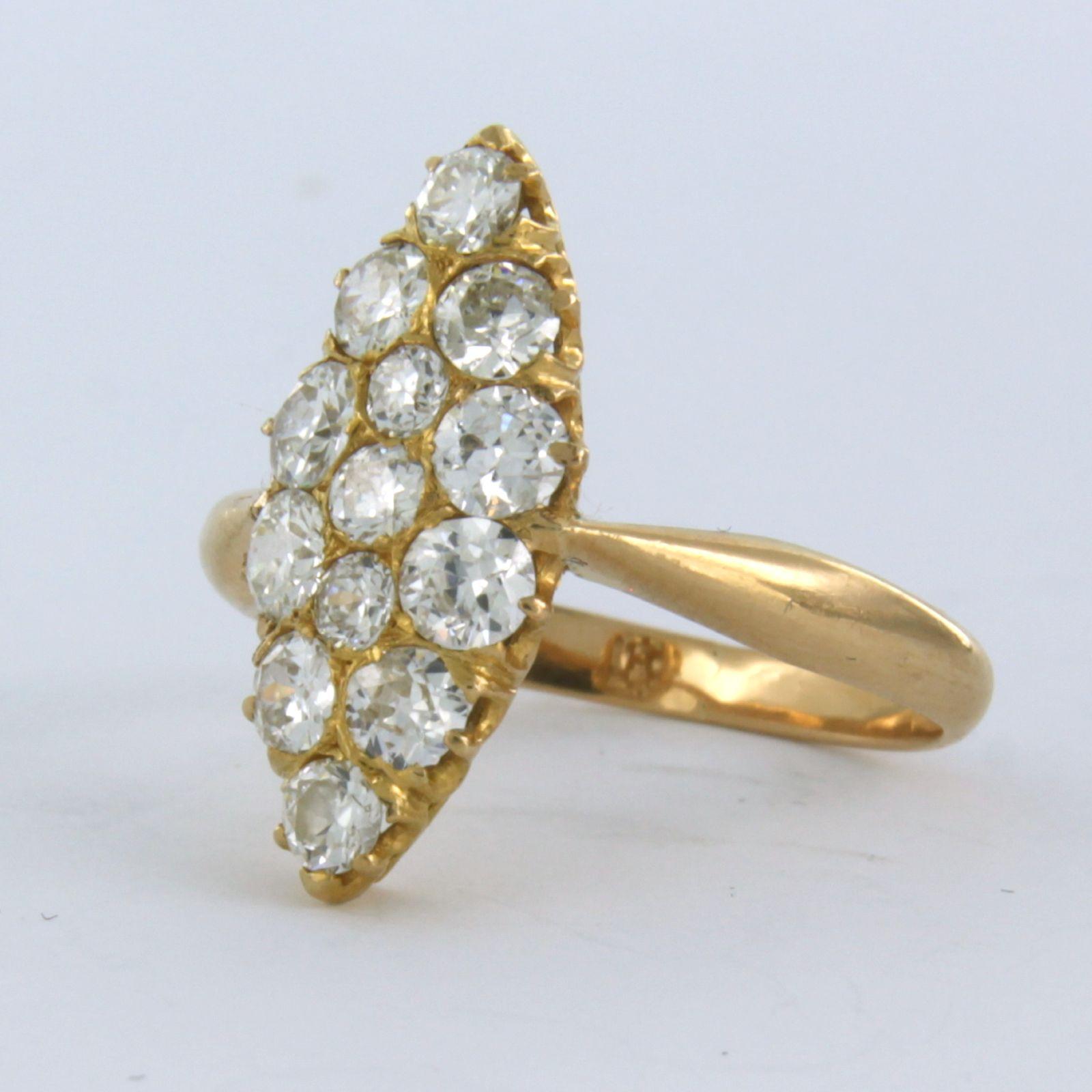 Women's Ring with old mine cut diamonds up to 1.50ct 20k yellow gold For Sale