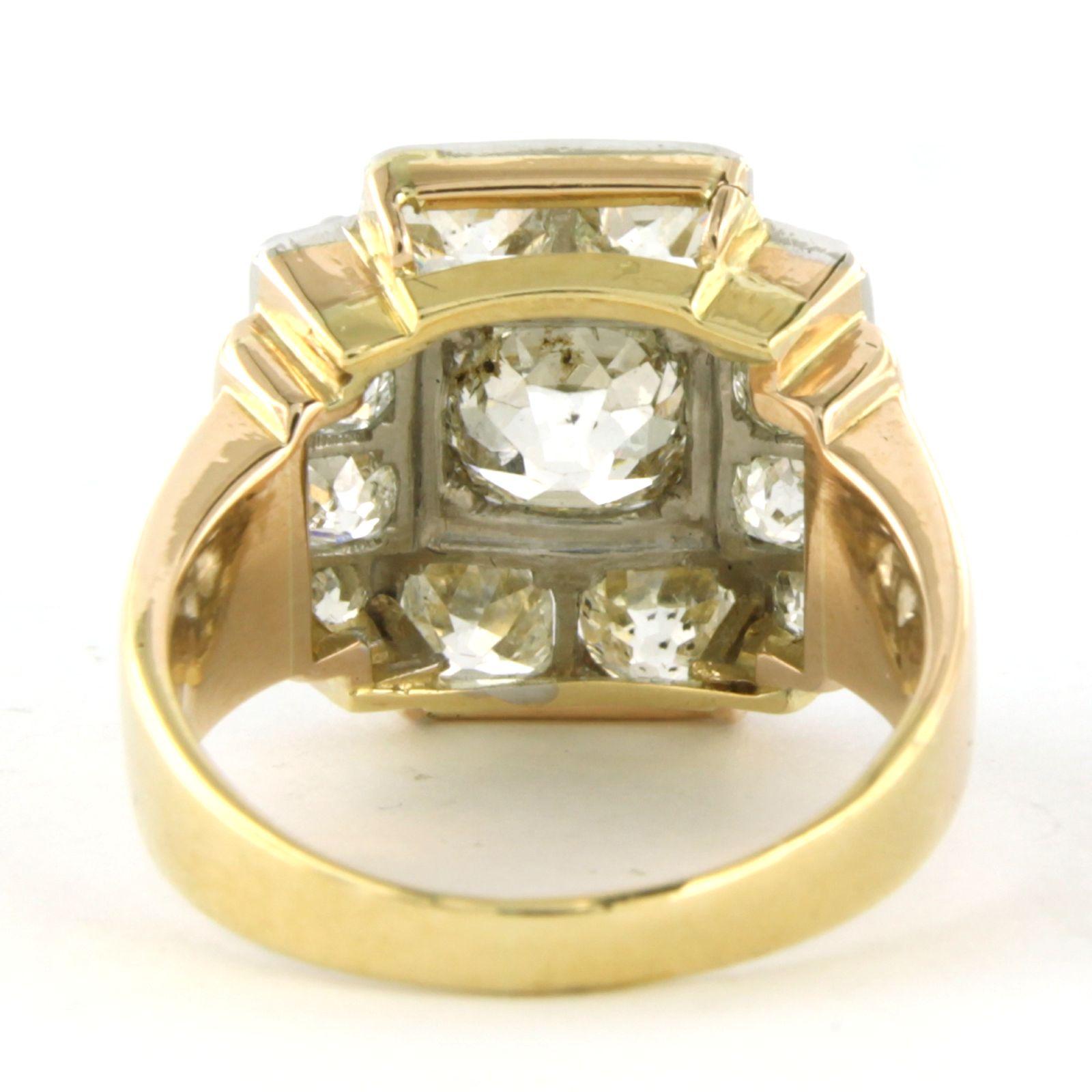 Bague avec diamants taille ancienne de 2,60 carats et or 18 carats avec Platina Bon état - En vente à The Hague, ZH