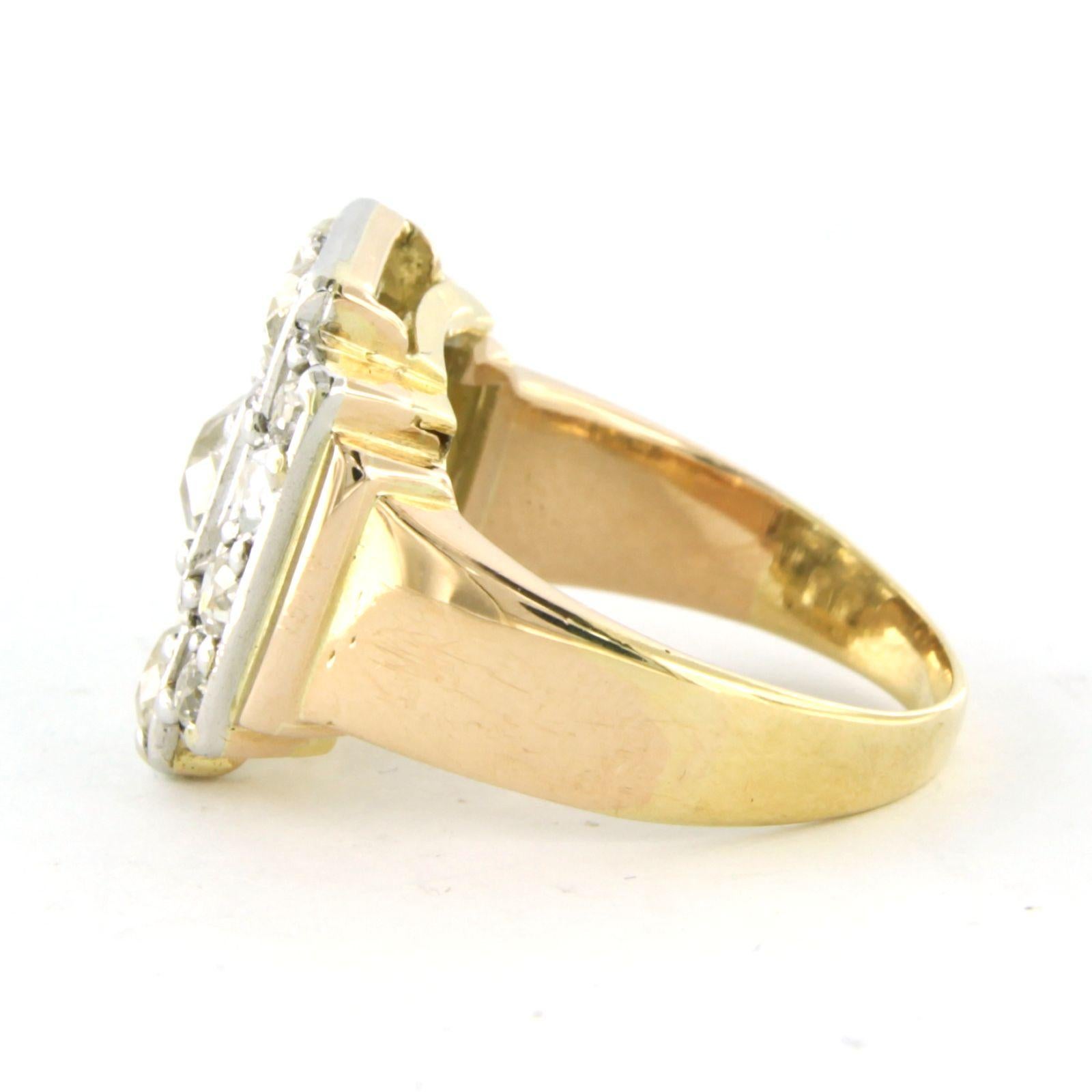 Ring with old mine cut diamonds up to 2.60ct 18k gold with Platina In Good Condition For Sale In The Hague, ZH