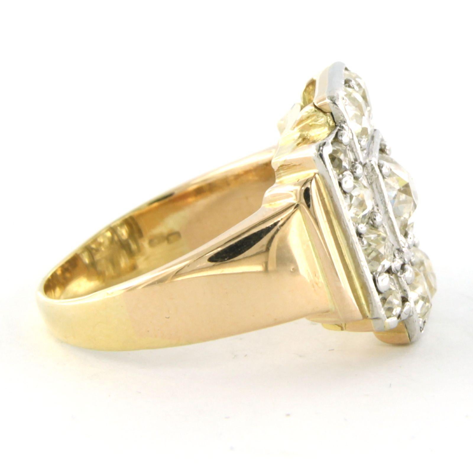Women's Ring with old mine cut diamonds up to 2.60ct 18k gold with Platina For Sale