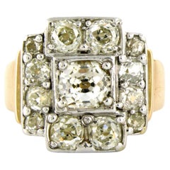 Ring with old mine cut diamonds up to 2.60ct 18k gold with Platina