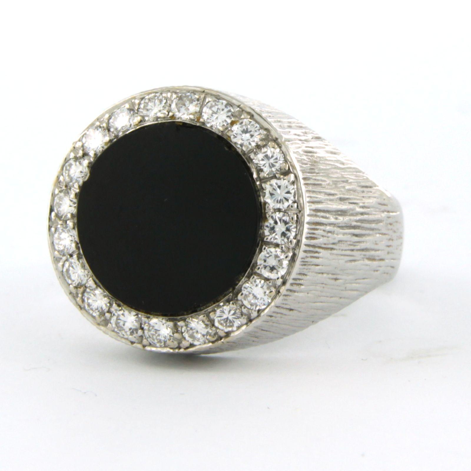 Bague avec onyx et diamants taille brillant jusqu'à 0,50ct 13,4 grammes Or 18k Pour femmes en vente