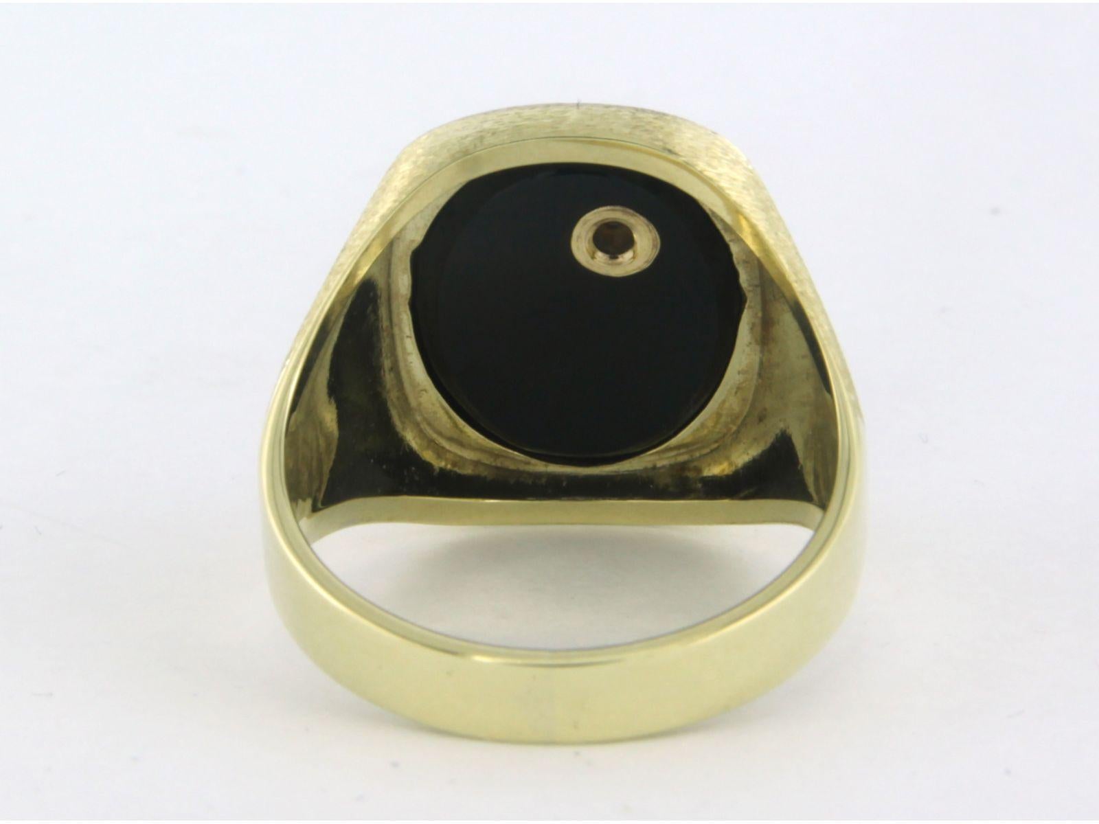 Ring with onyx and diamonds 14k bicolor gold For Sale 1