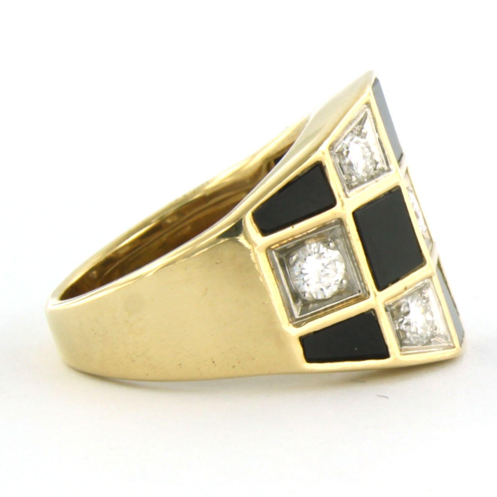 Women's Ring with onyx and diamonds 18k bicolour gold For Sale